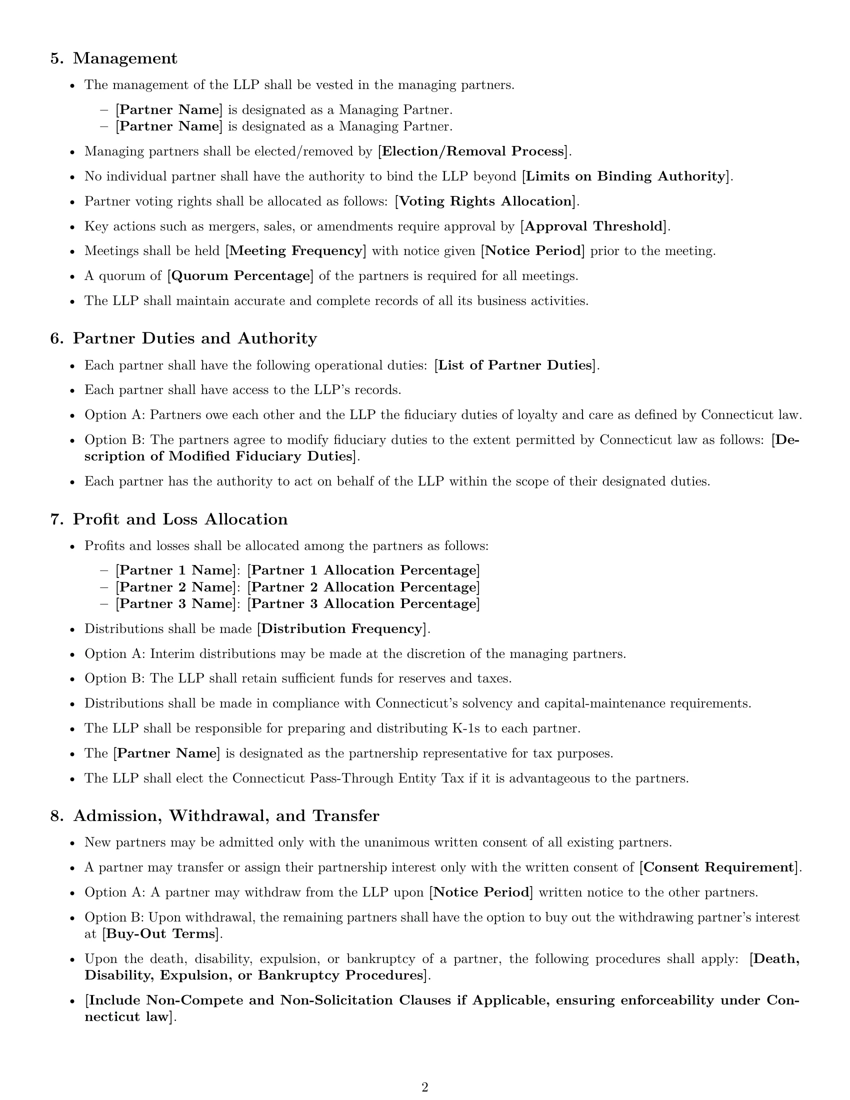 Preview page 2 of Free Connecticut limited liability partnership agreement template