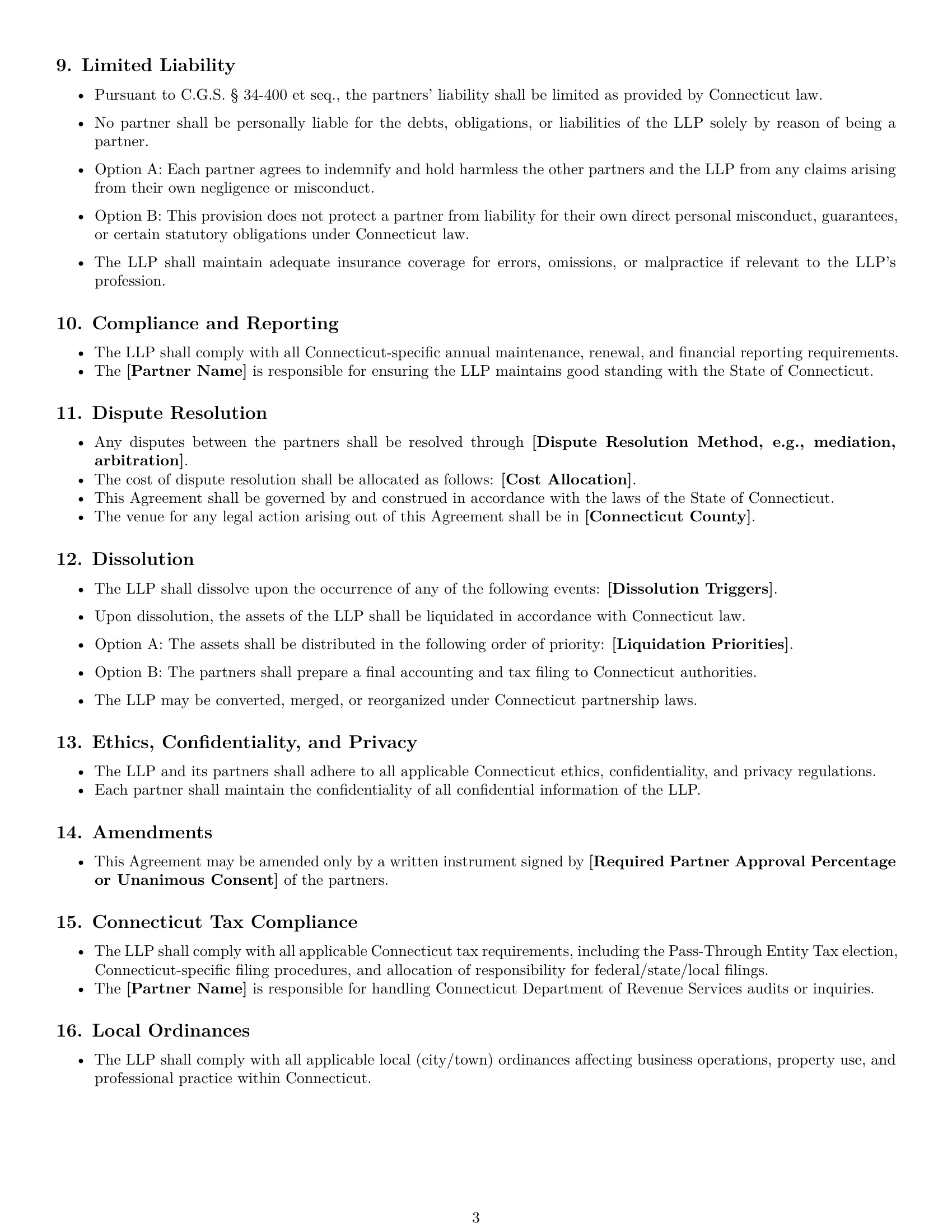 Preview page 3 of Free Connecticut limited liability partnership agreement template