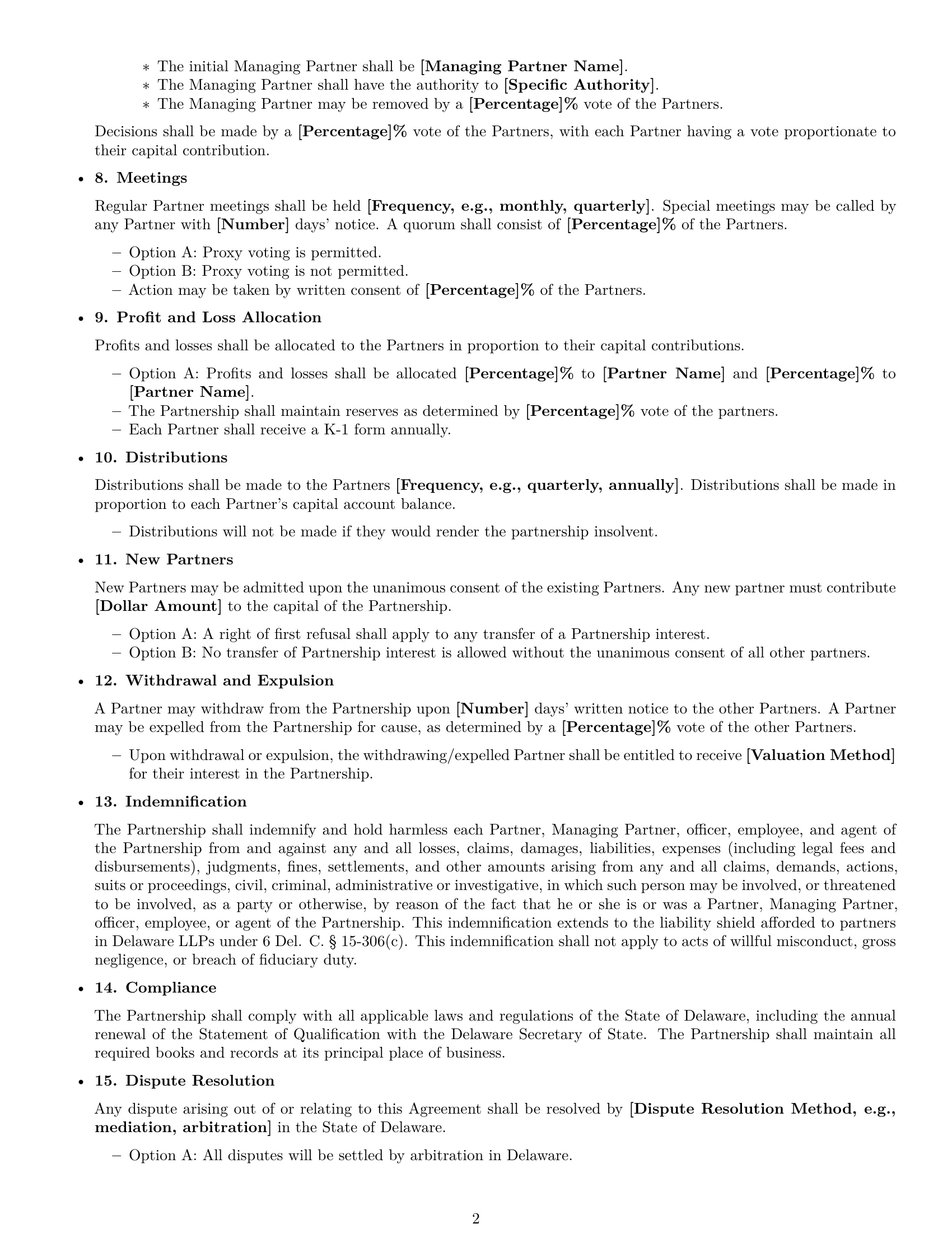 Preview page 2 of Free Delaware limited liability partnership agreement template