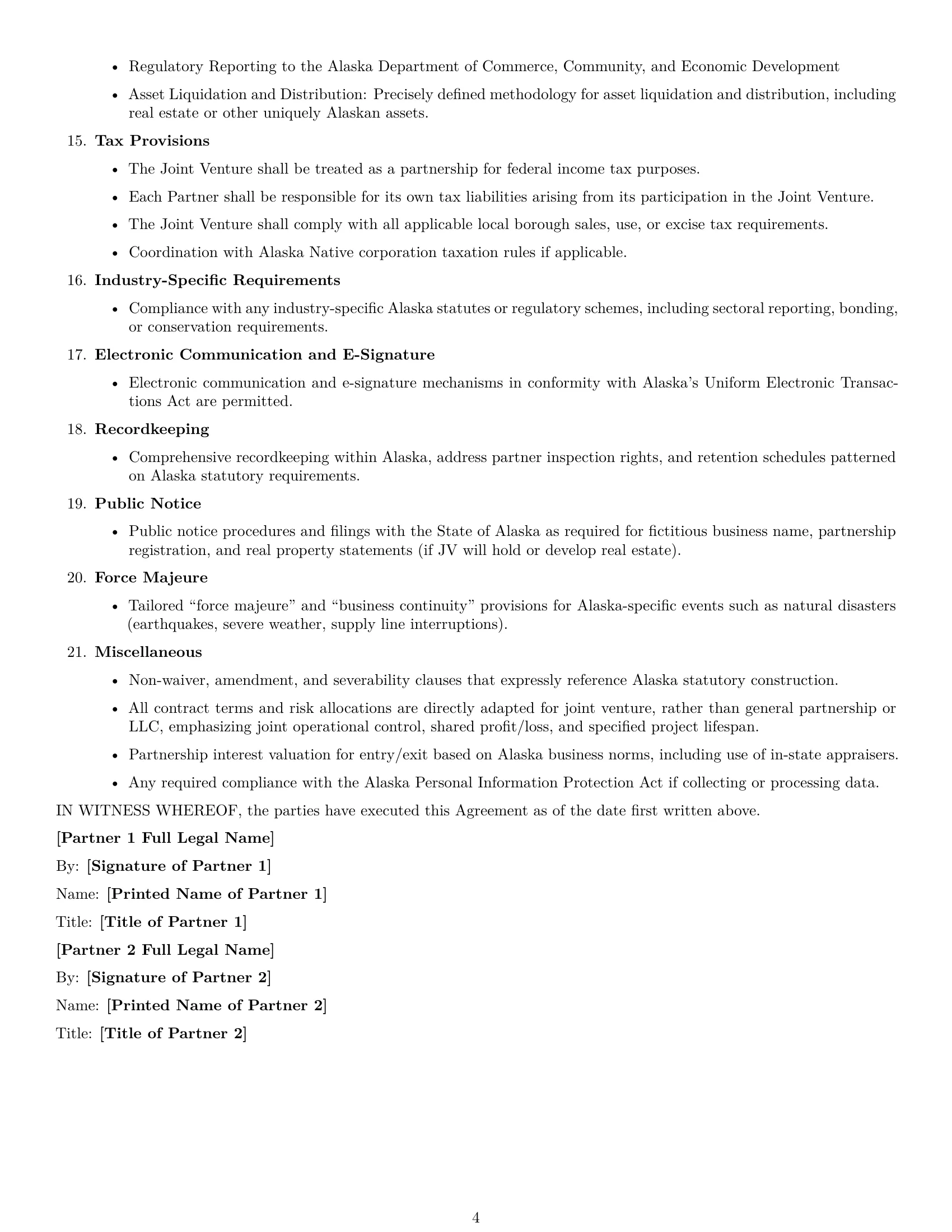 Preview page 4 of Free Alaska joint venture agreement template