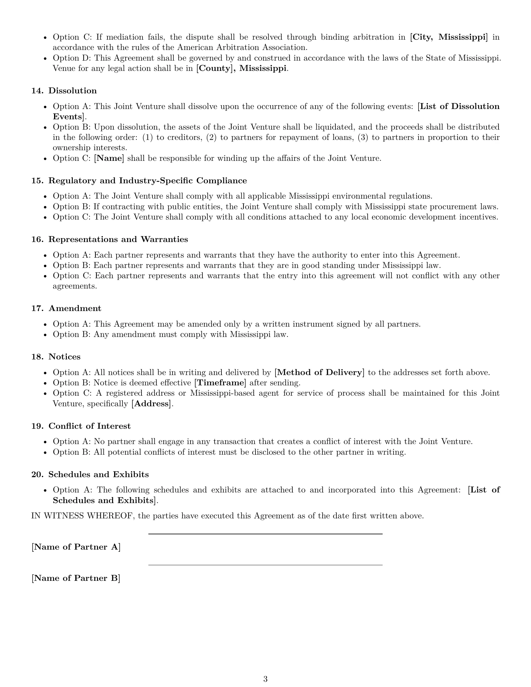 Preview page 3 of Free Mississippi joint venture agreement template