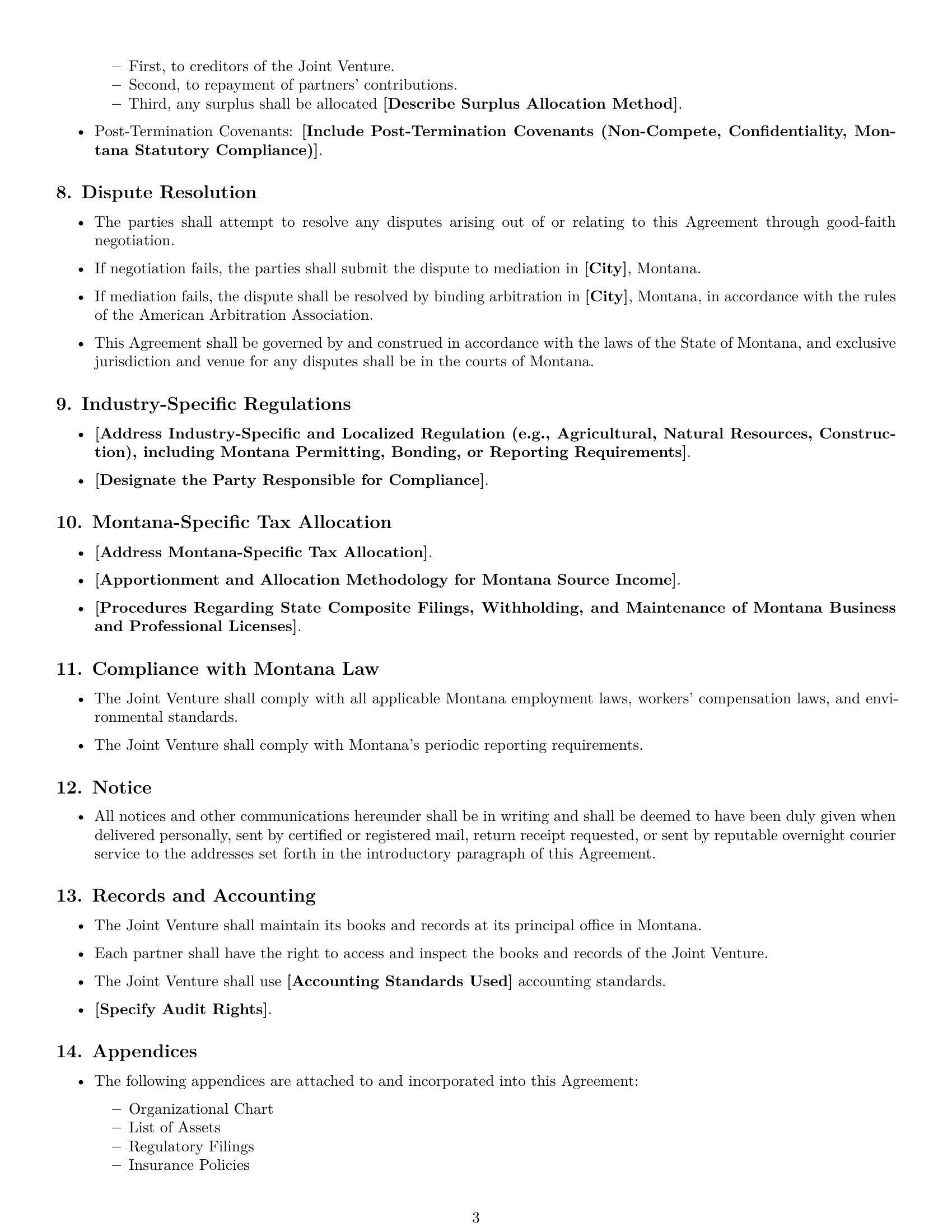 Preview page 3 of Free Montana joint venture agreement template