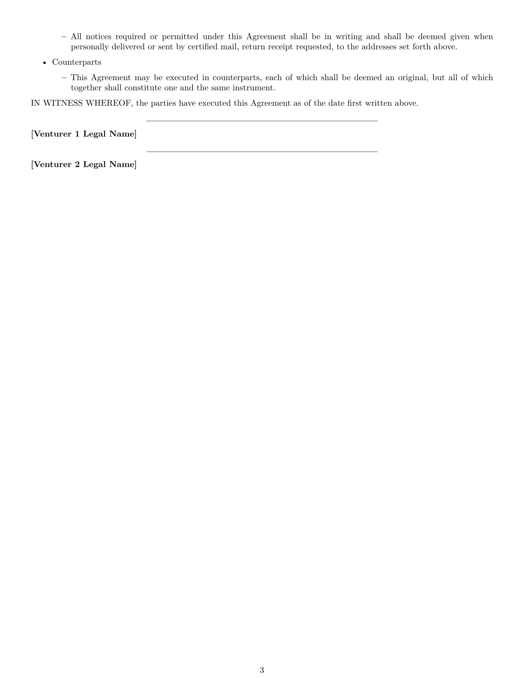 Preview page 3 of Free Nebraska joint venture agreement template