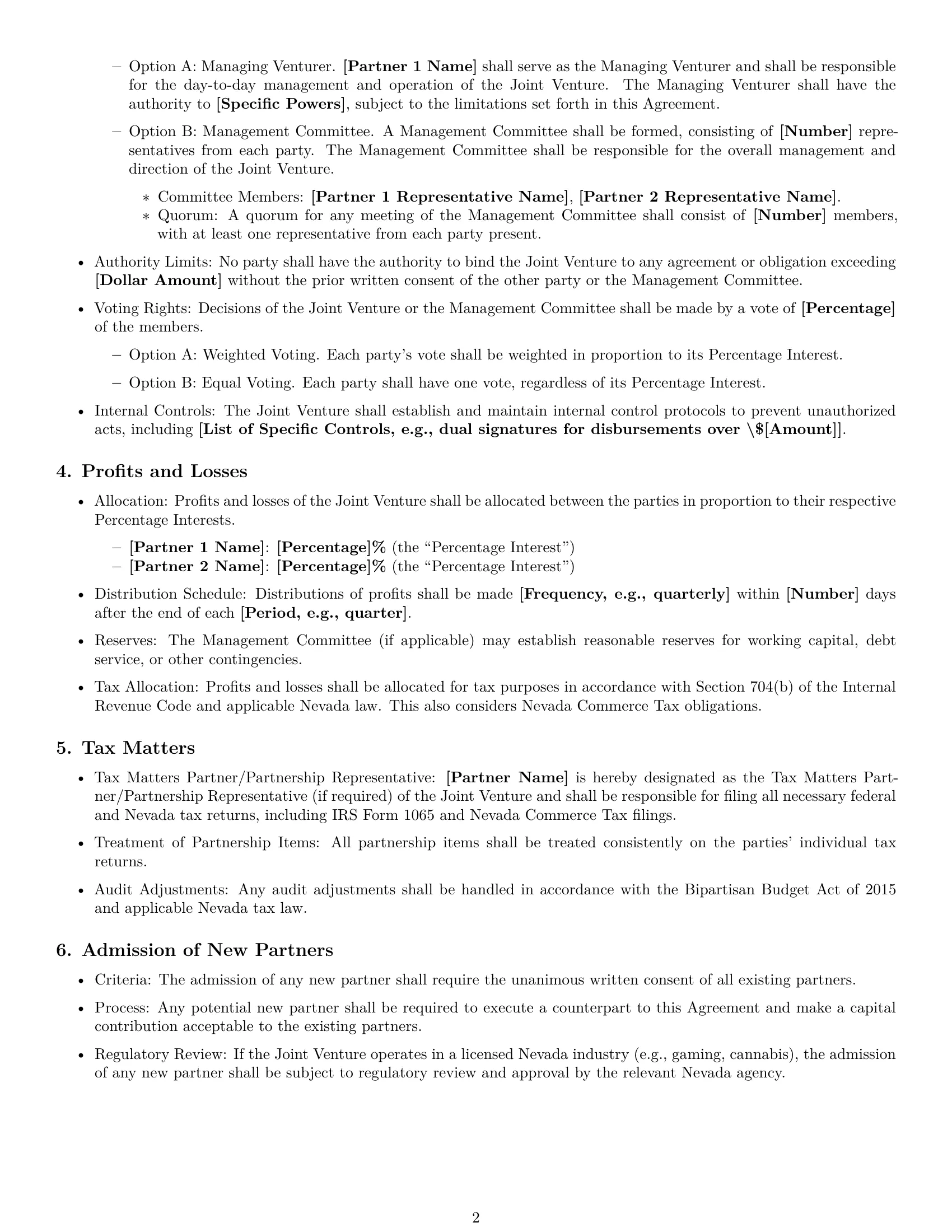 Preview page 2 of Free Nevada joint venture agreement template