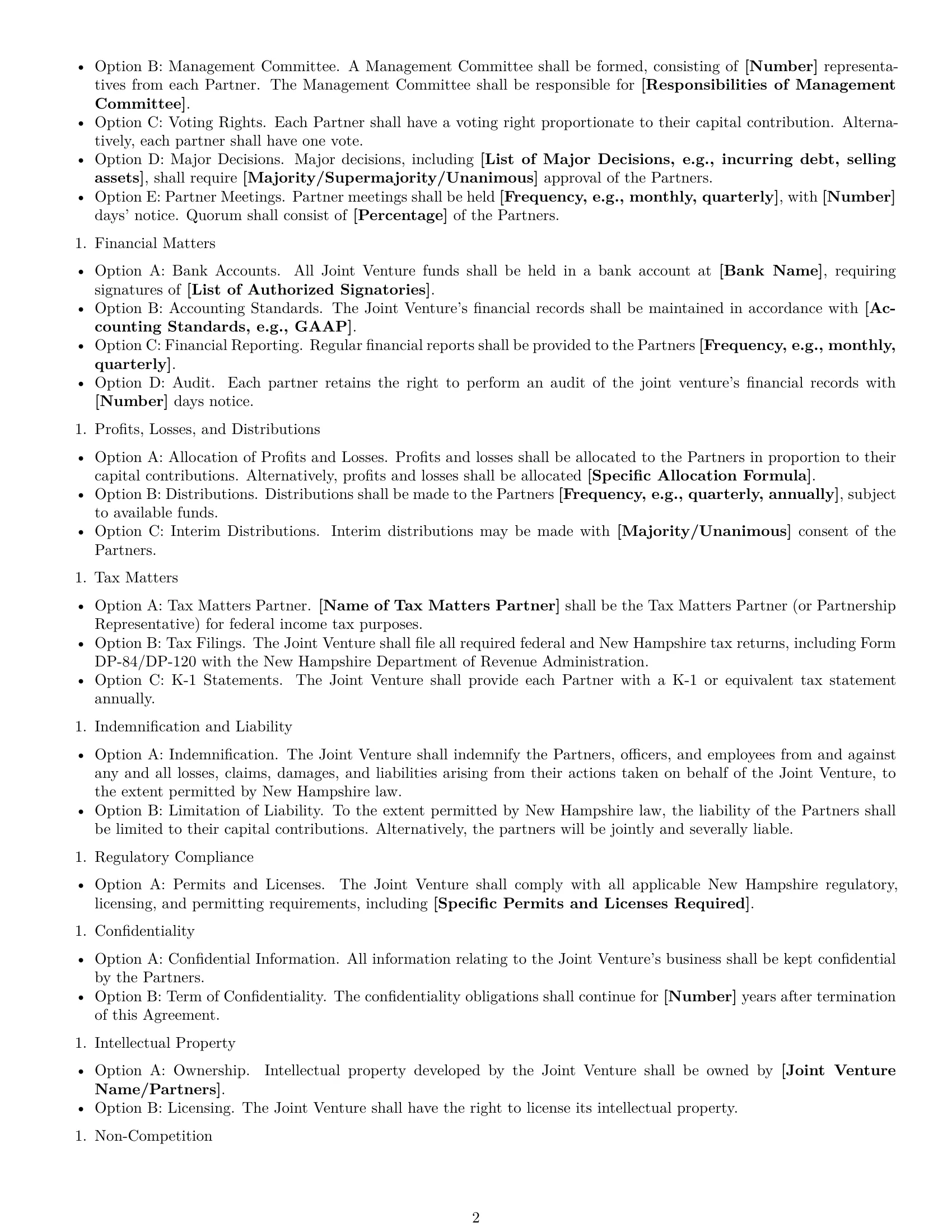 Preview page 2 of Free New Hampshire joint venture agreement template