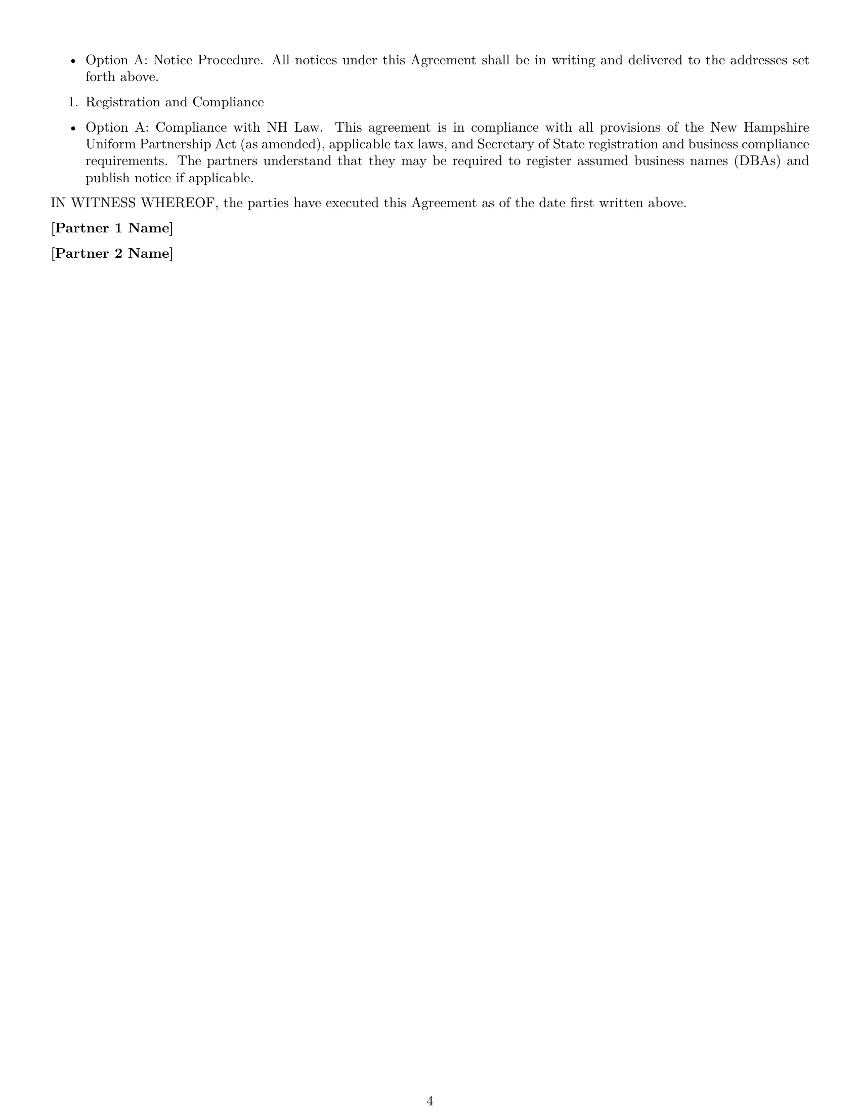 Preview page 4 of Free New Hampshire joint venture agreement template