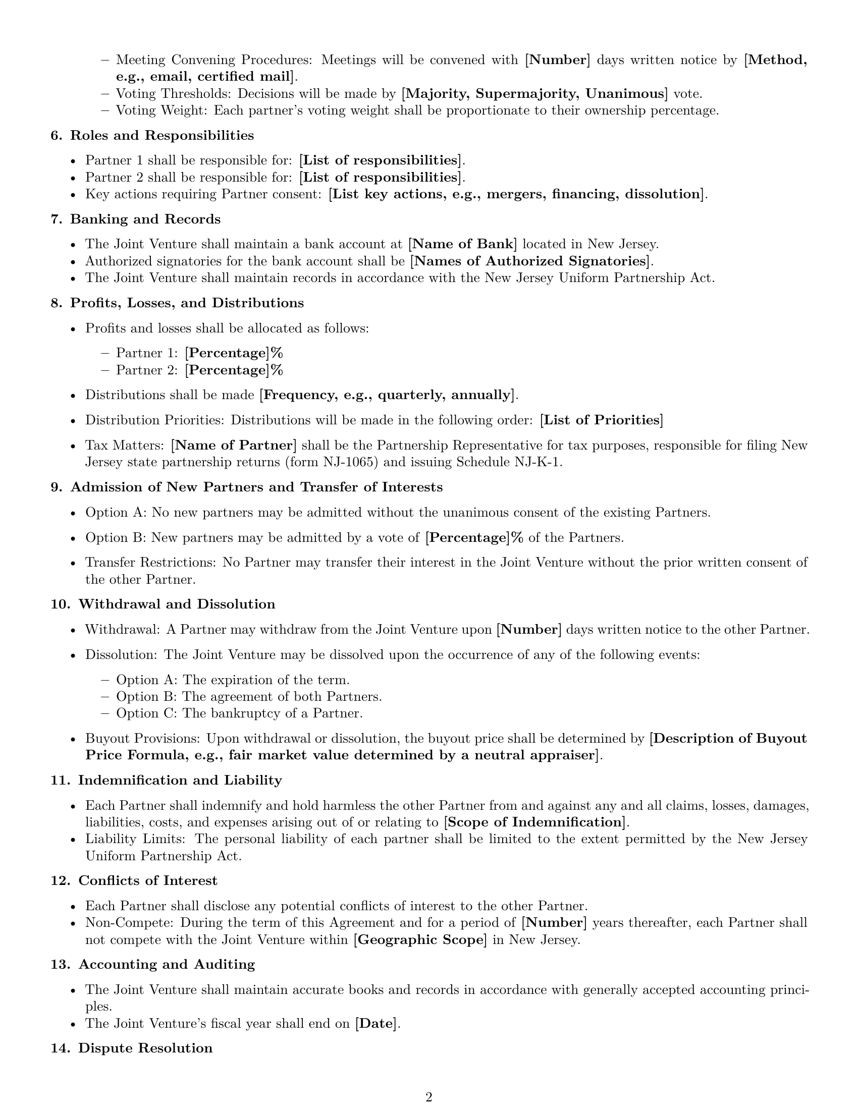 Preview page 2 of Free New Jersey joint venture agreement template