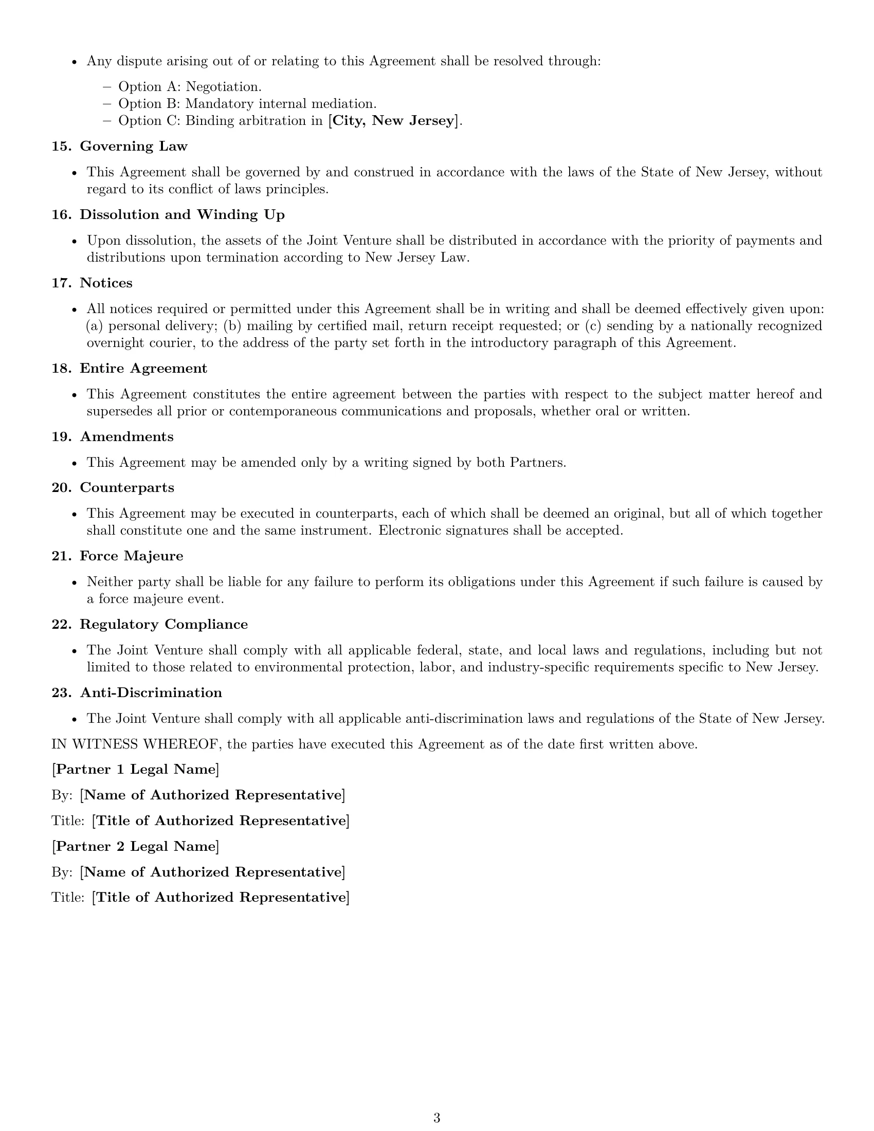 Preview page 3 of Free New Jersey joint venture agreement template