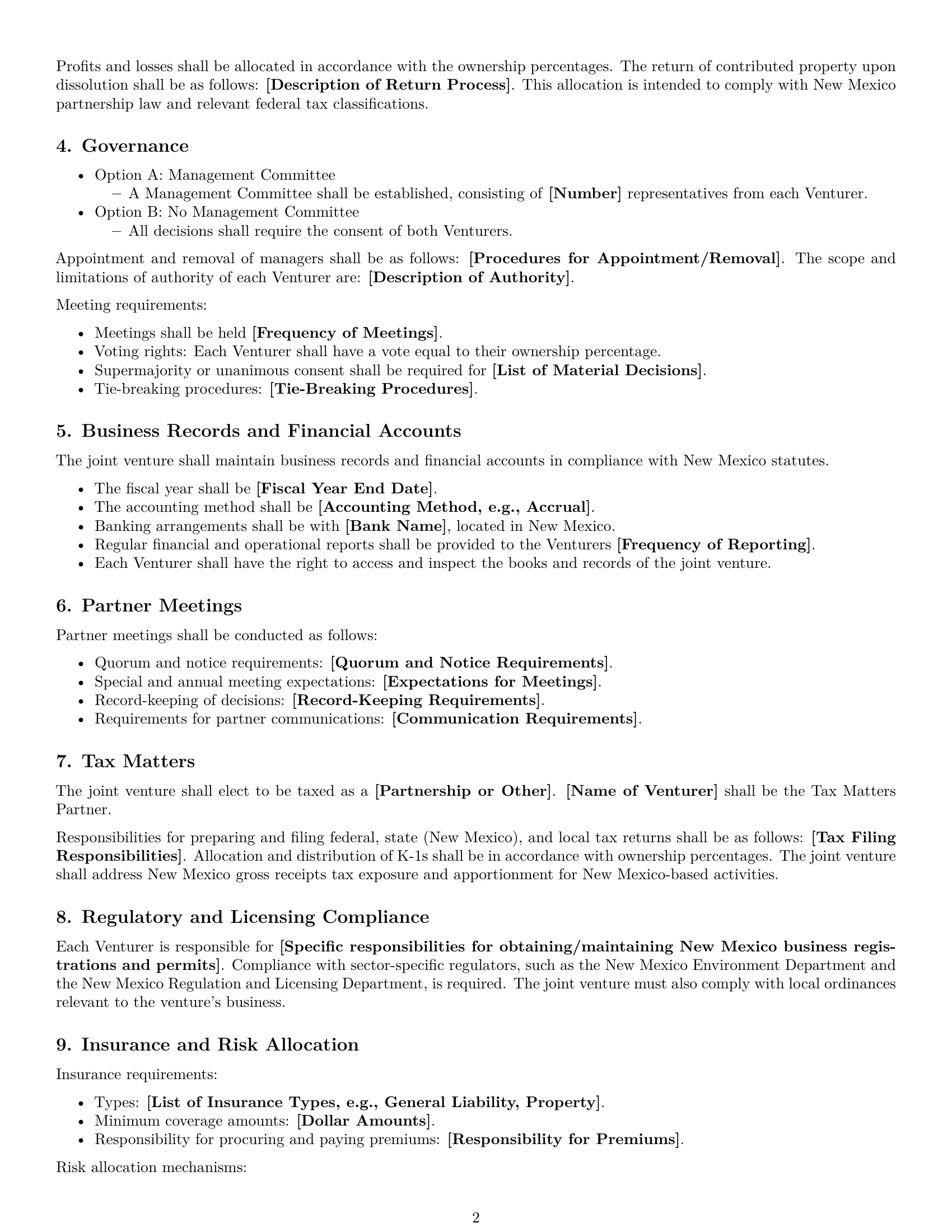 Preview page 2 of Free New Mexico joint venture agreement template