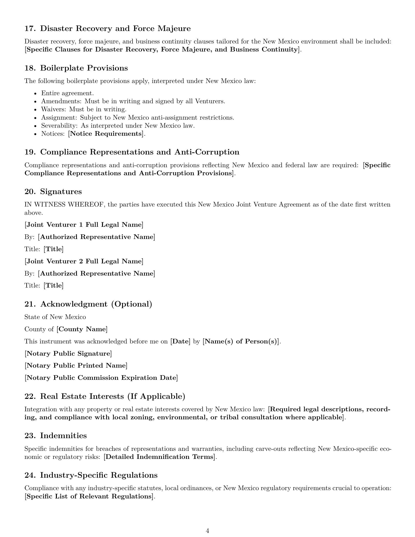Preview page 4 of Free New Mexico joint venture agreement template