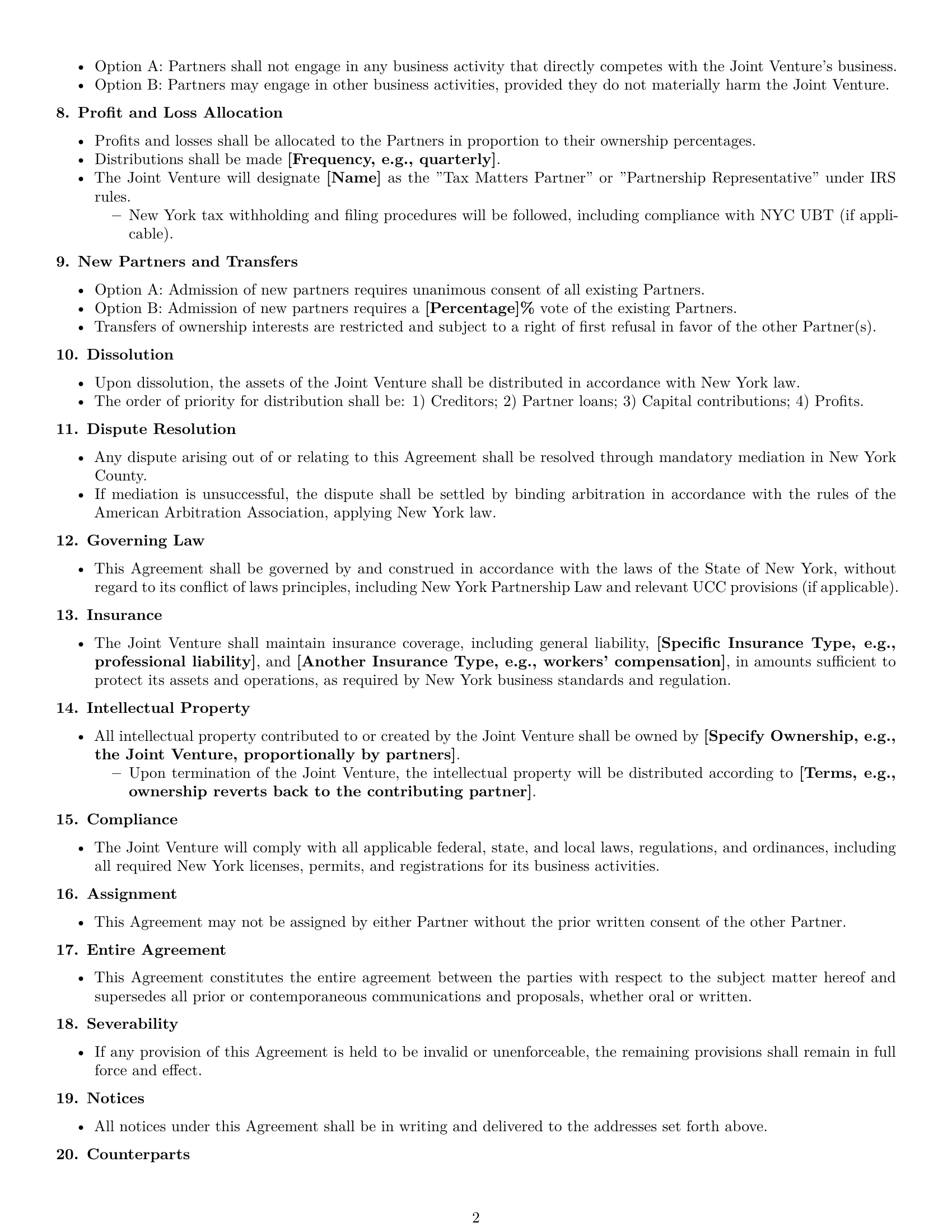 Preview page 2 of Free New York joint venture agreement template