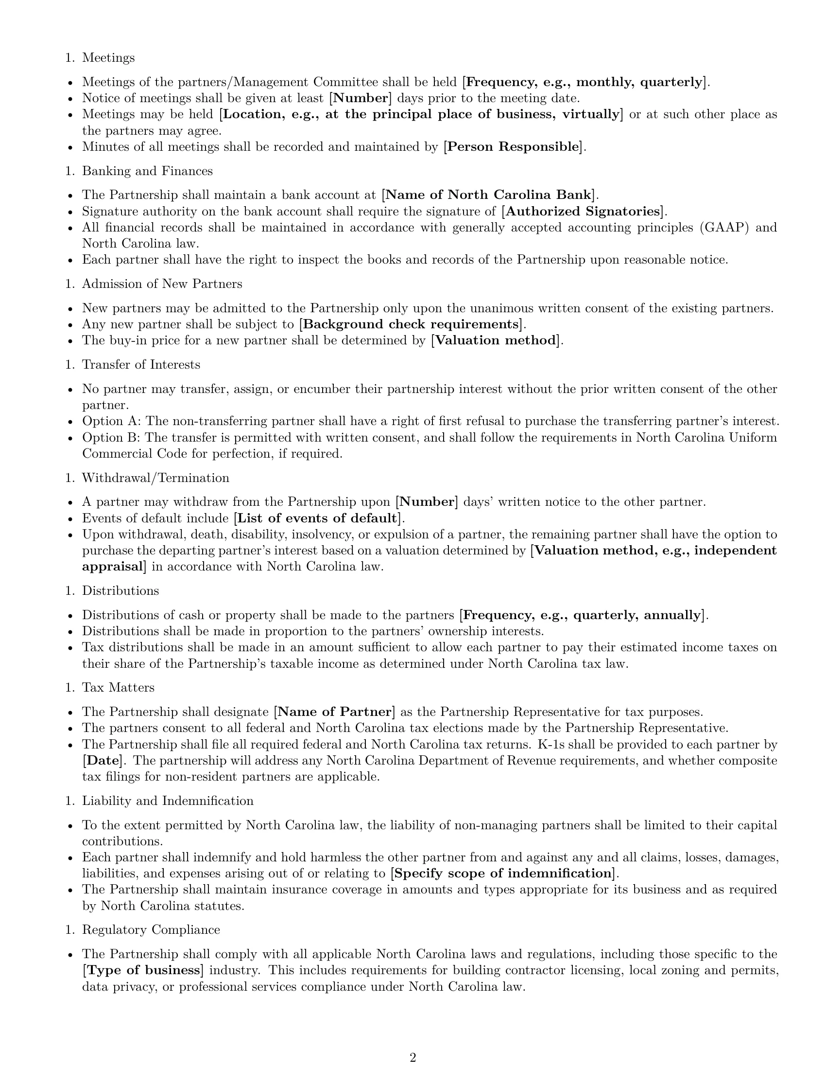 Preview page 2 of Free North Carolina joint venture agreement template