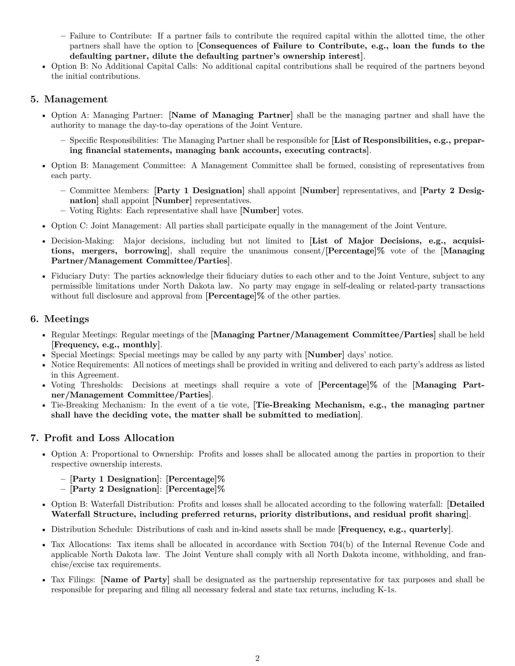 Preview page 2 of Free North Dakota joint venture agreement template