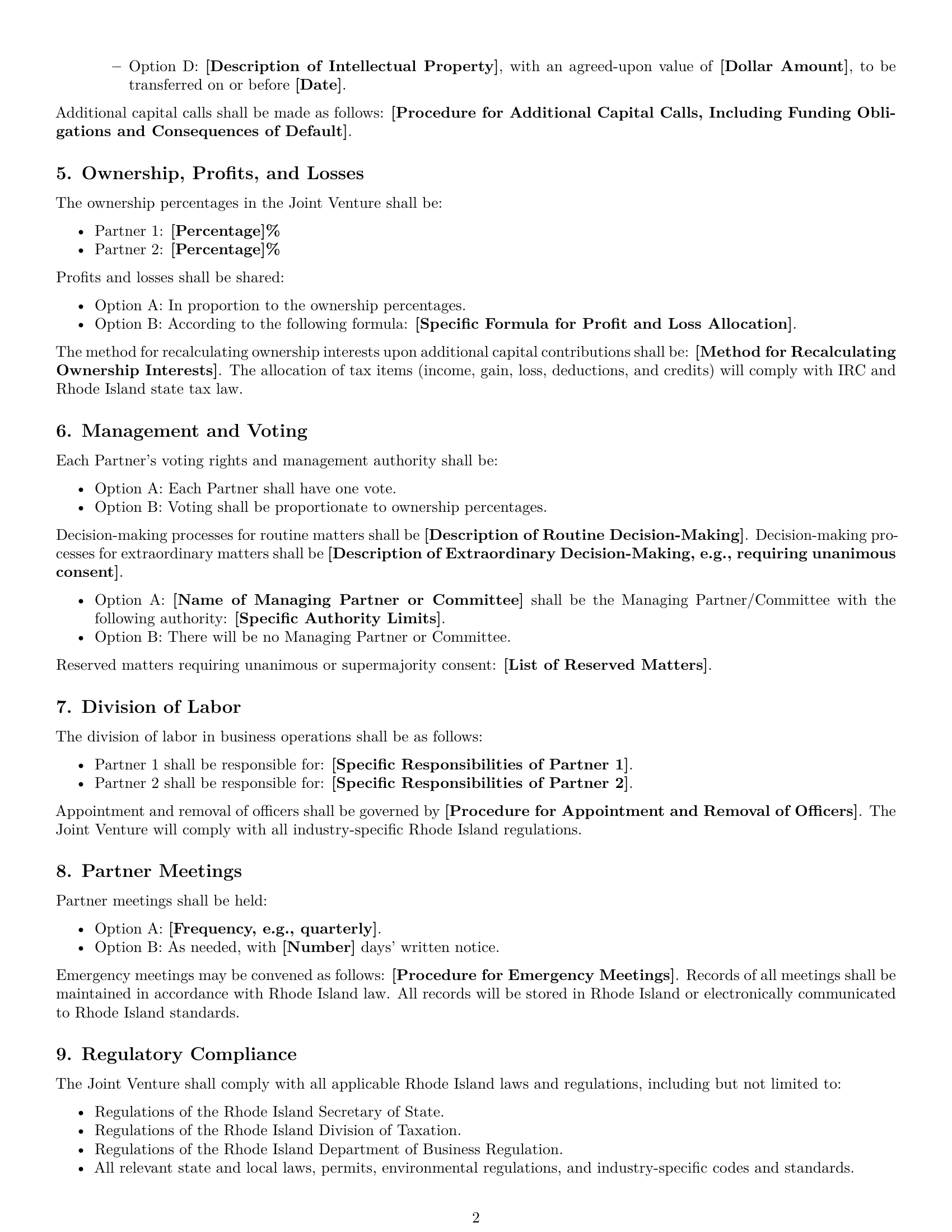 Preview page 2 of Free Rhode Island joint venture agreement template