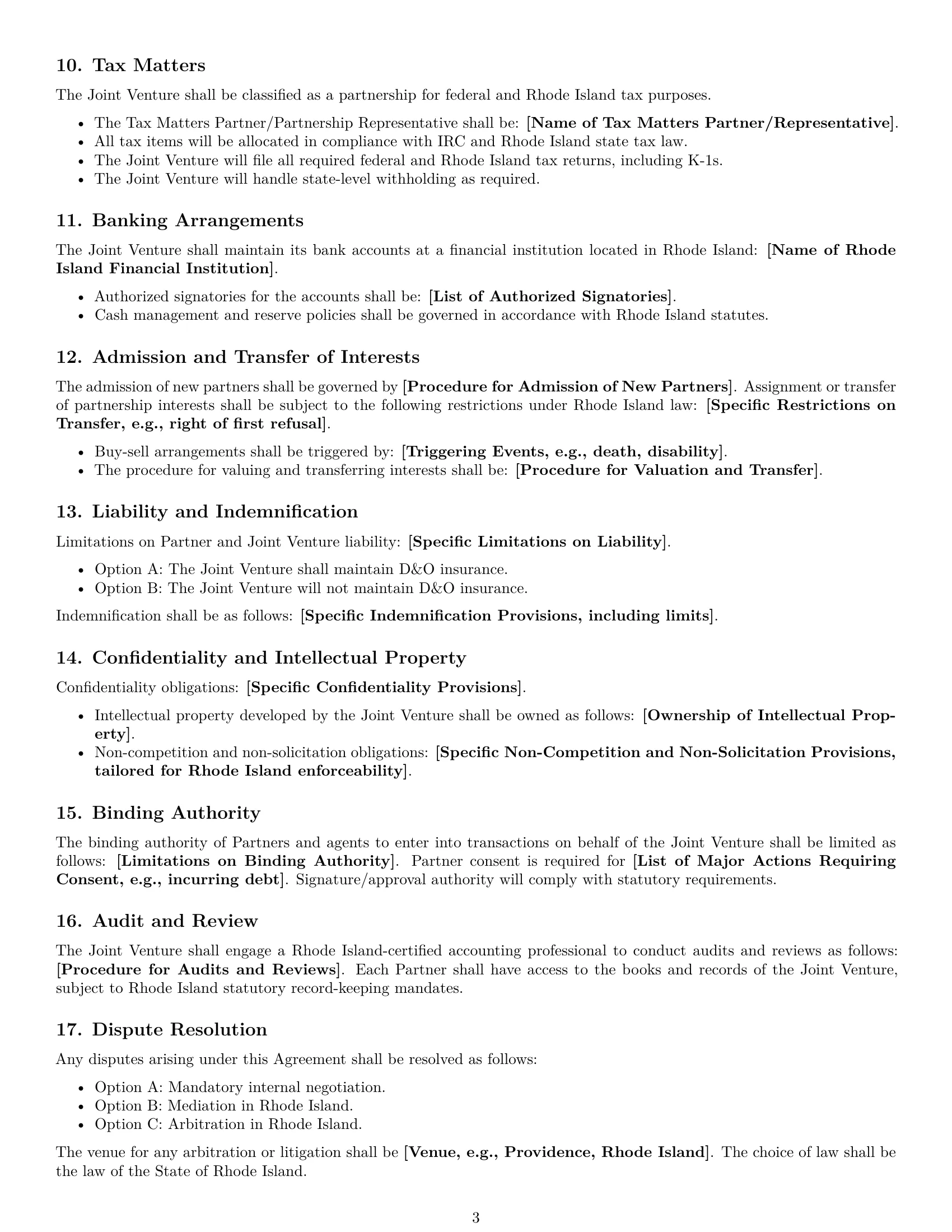 Preview page 3 of Free Rhode Island joint venture agreement template