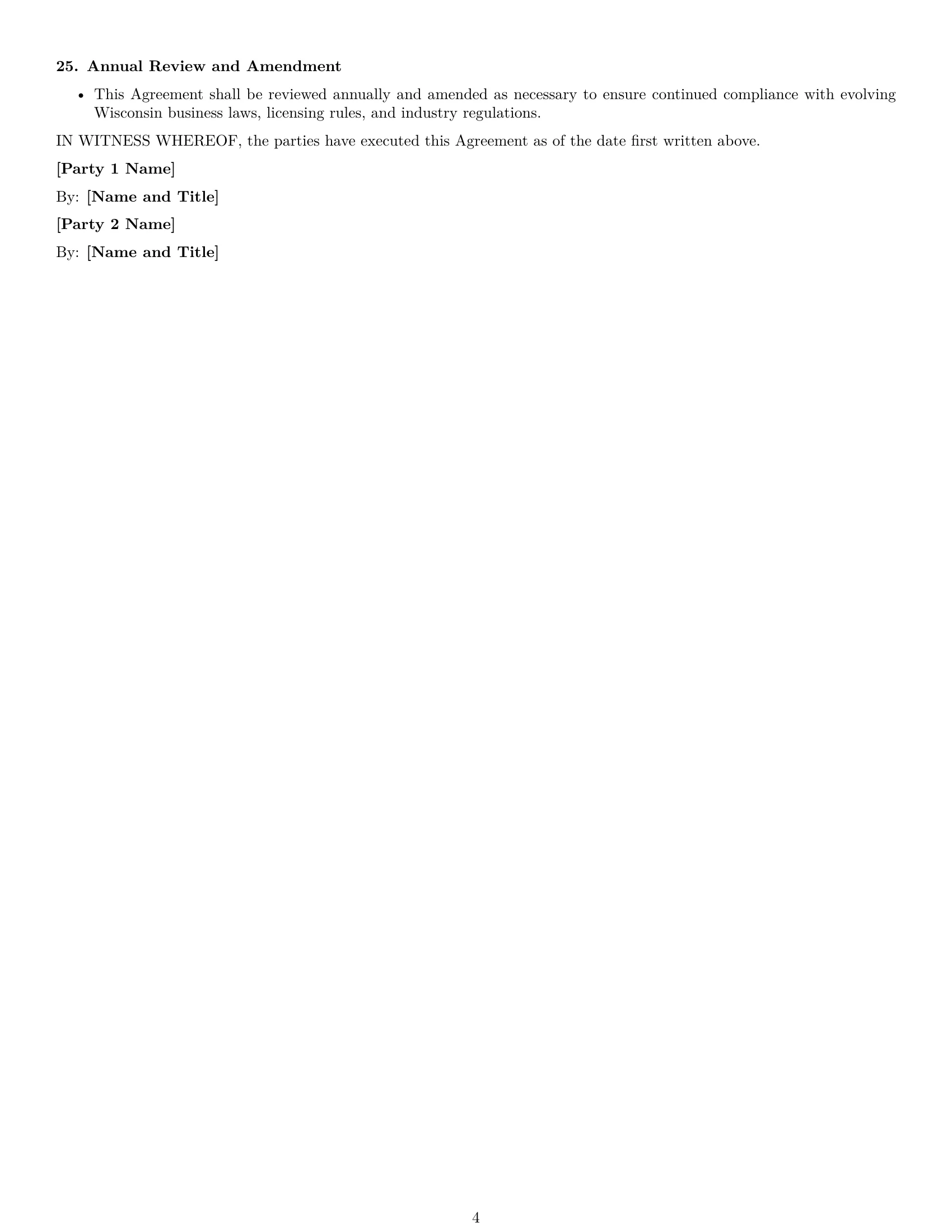 Preview page 4 of Free Wisconsin joint venture agreement template