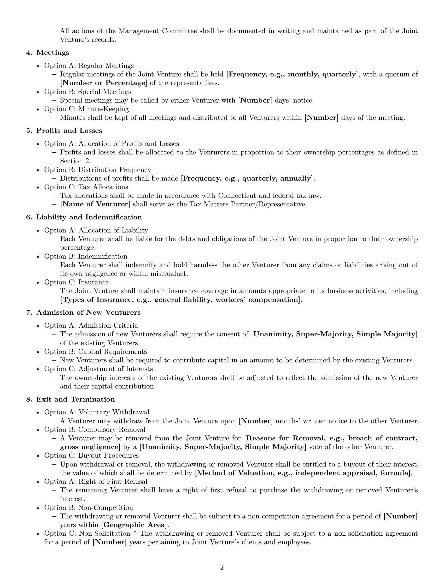 Preview page 2 of Free Connecticut joint venture agreement template