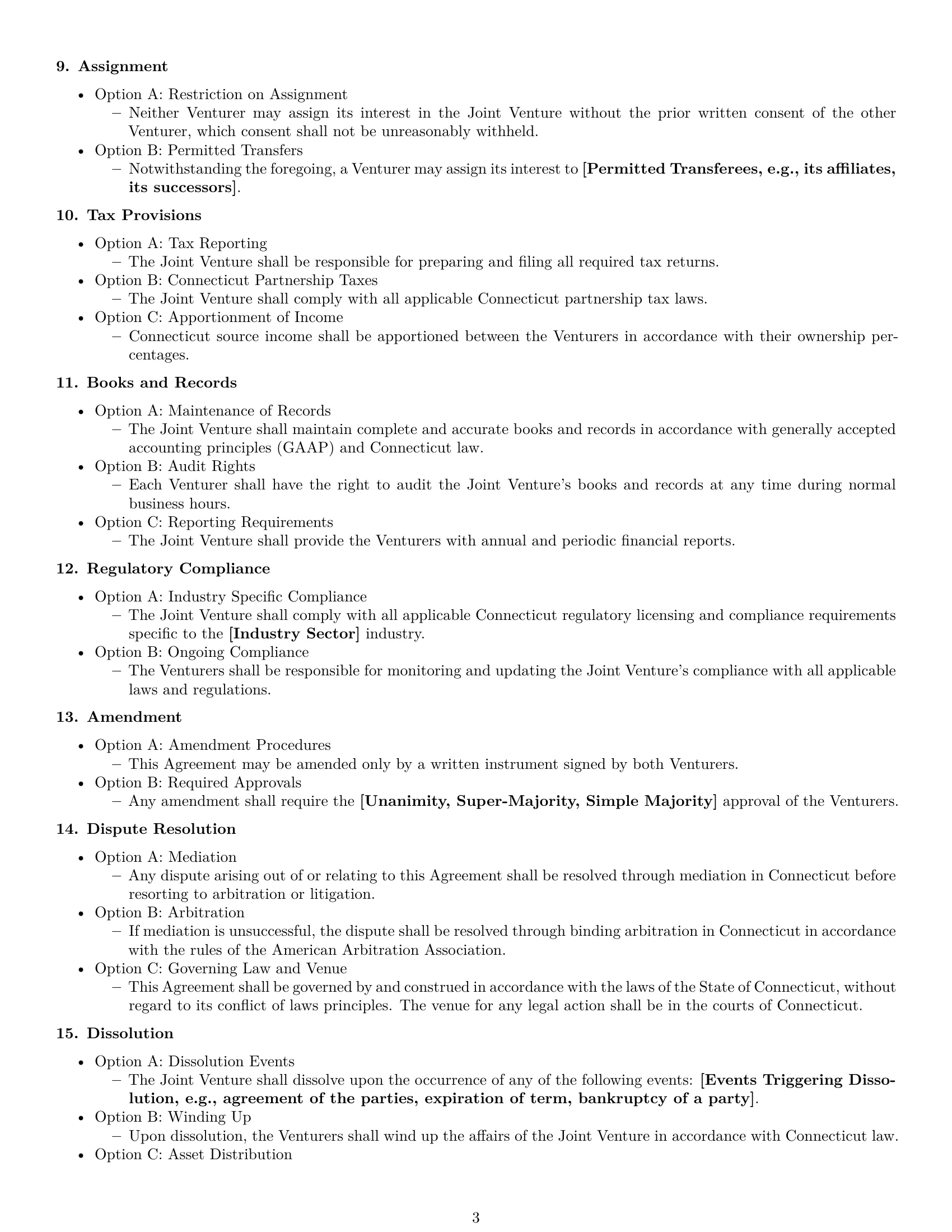 Preview page 3 of Free Connecticut joint venture agreement template