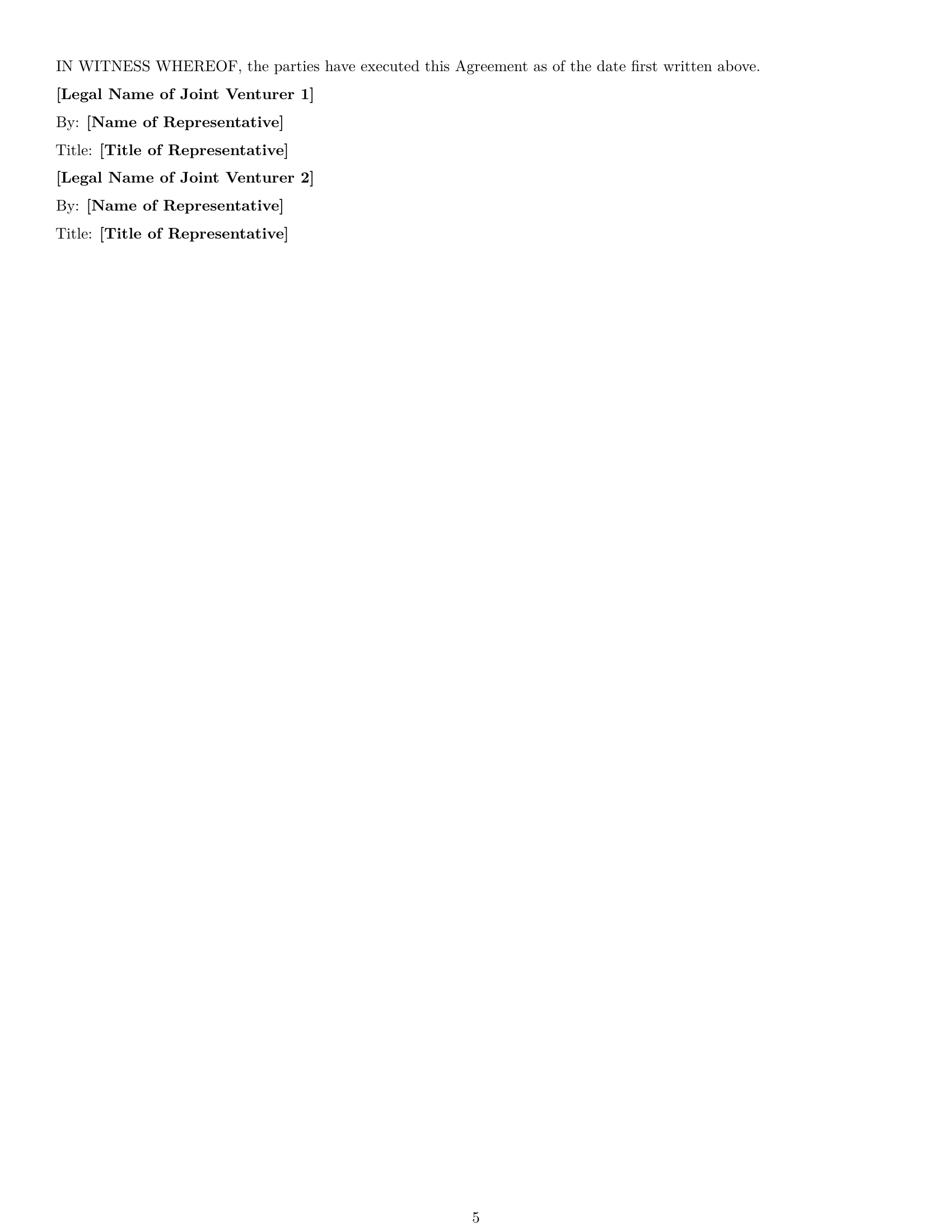 Preview page 5 of Free Connecticut joint venture agreement template