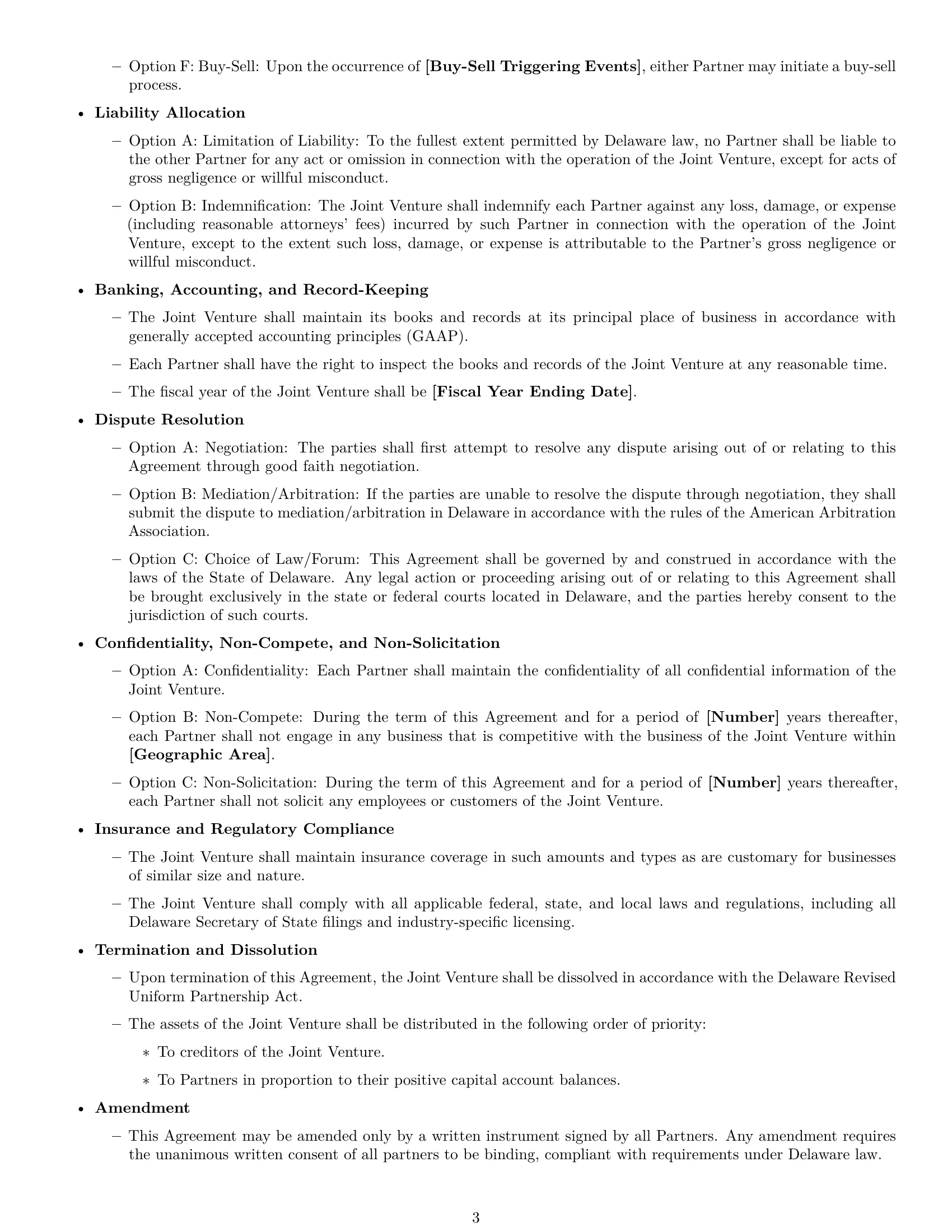 Preview page 3 of Free Delaware joint venture agreement template