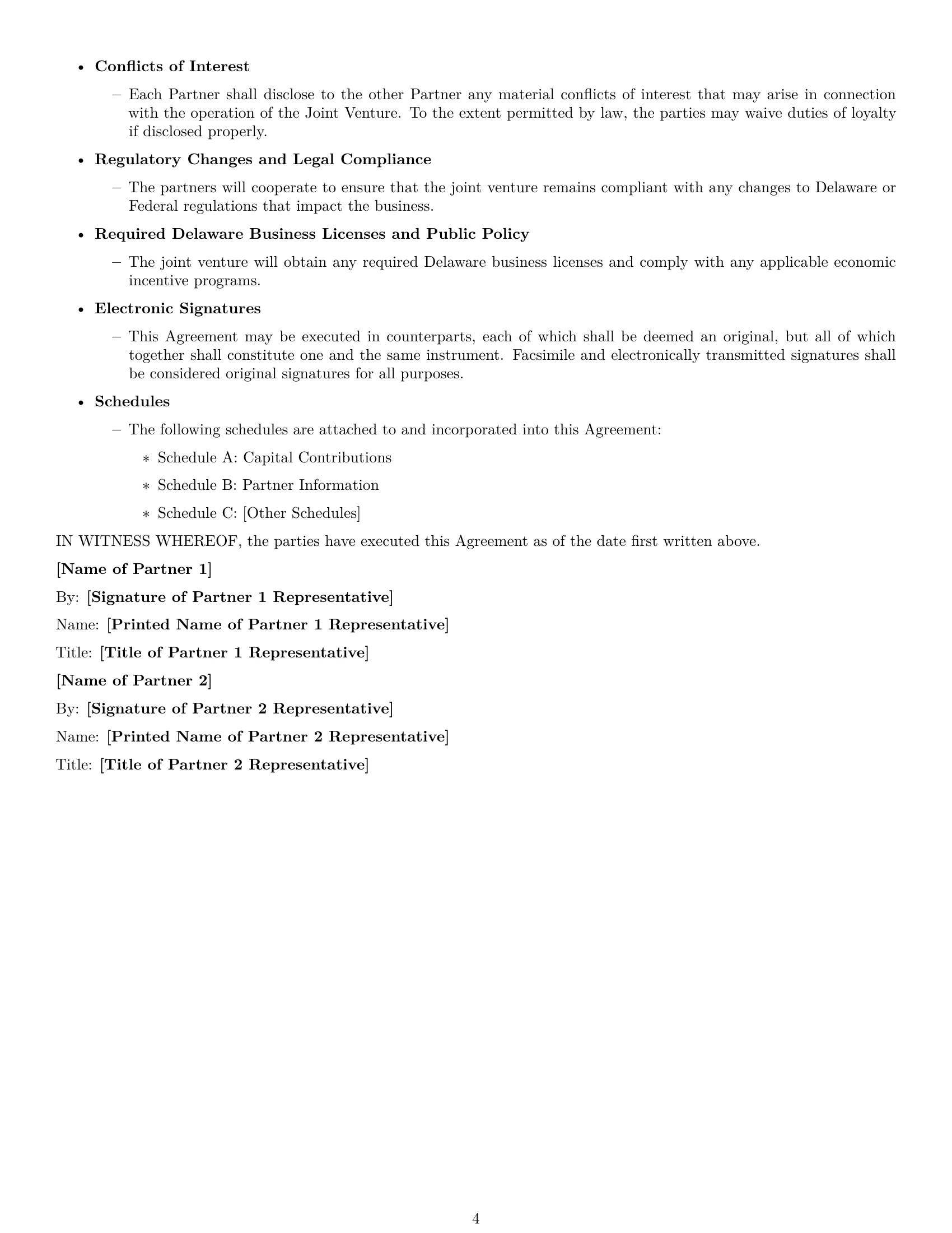 Preview page 4 of Free Delaware joint venture agreement template