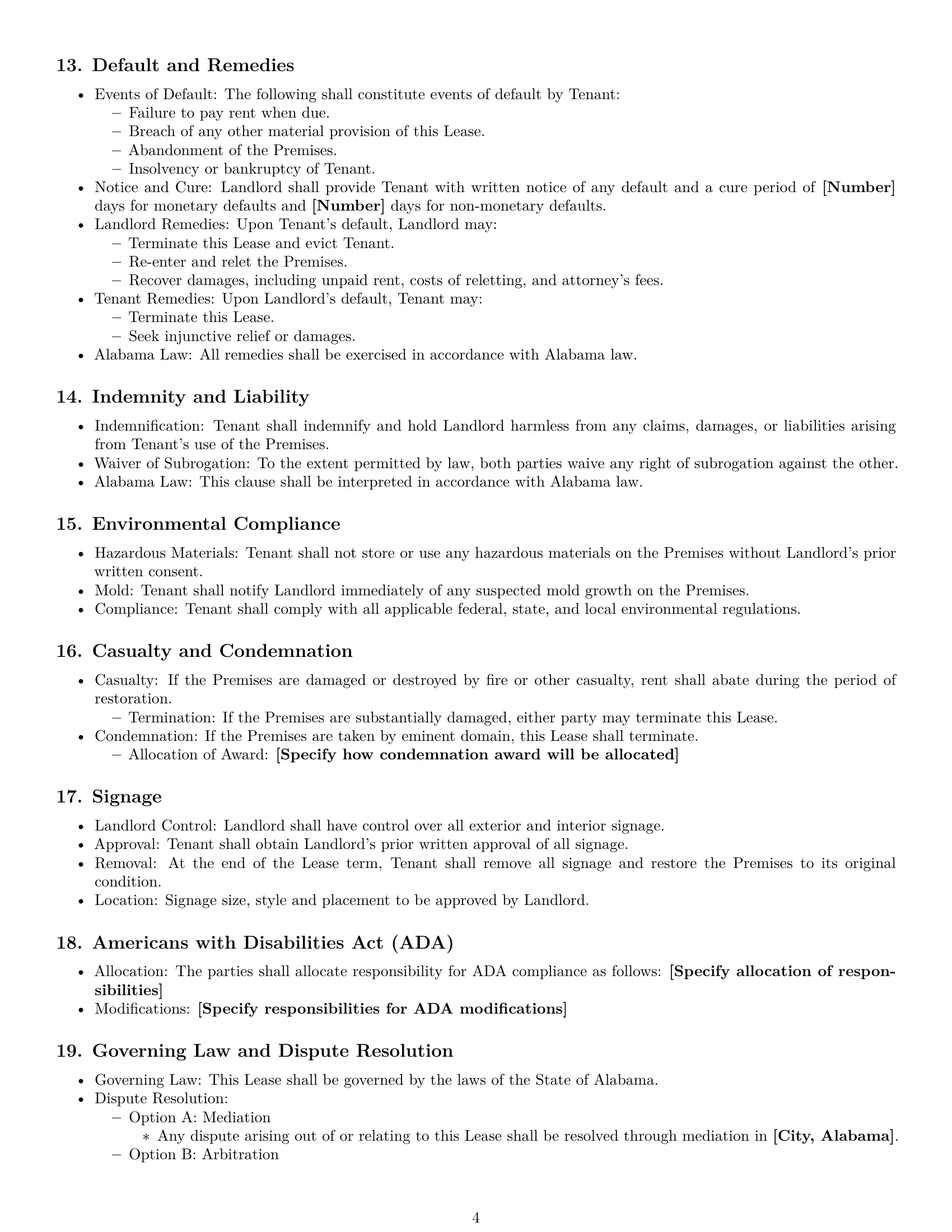 Preview page 4 of Free Alabama commercial lease agreement template