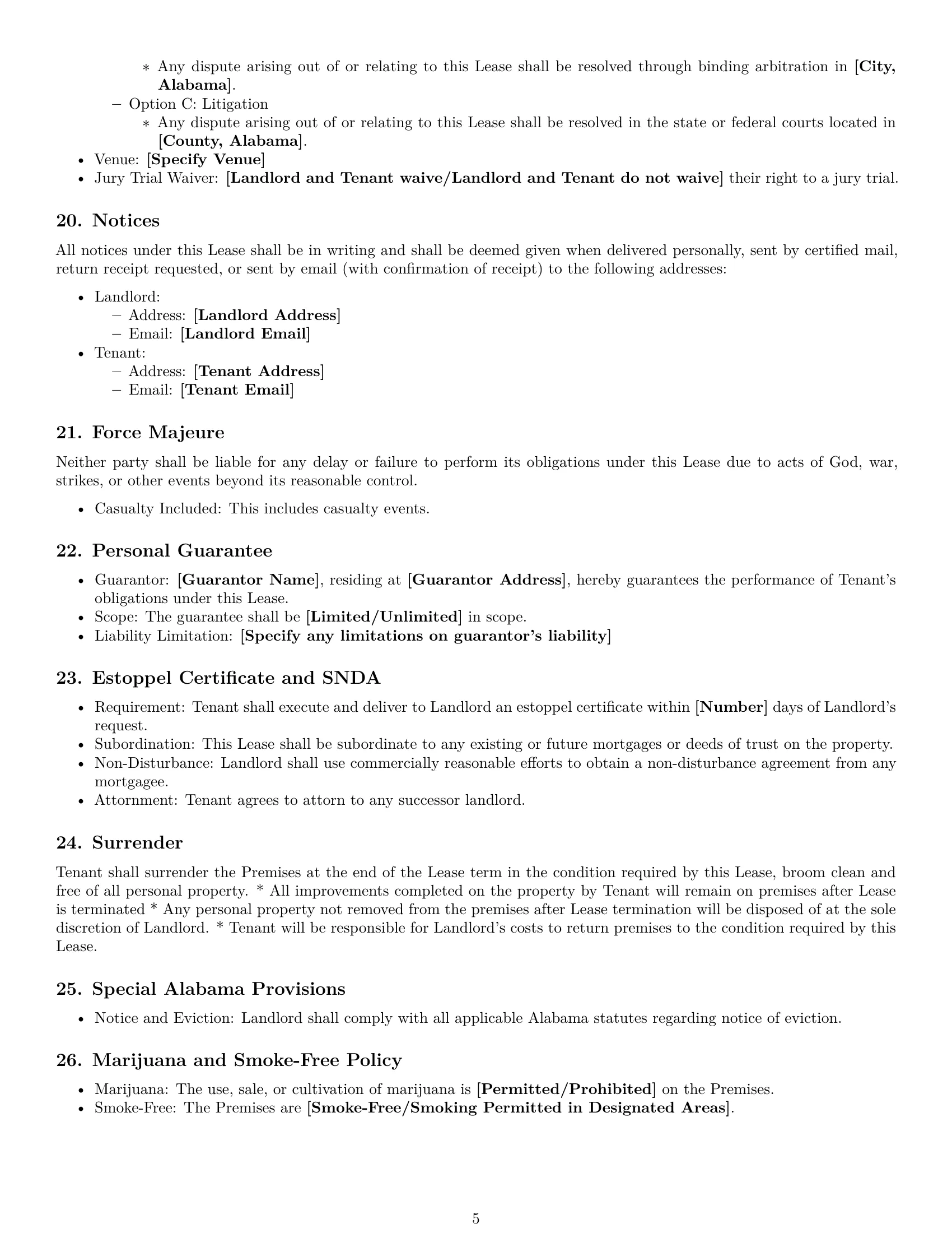 Preview page 5 of Free Alabama commercial lease agreement template