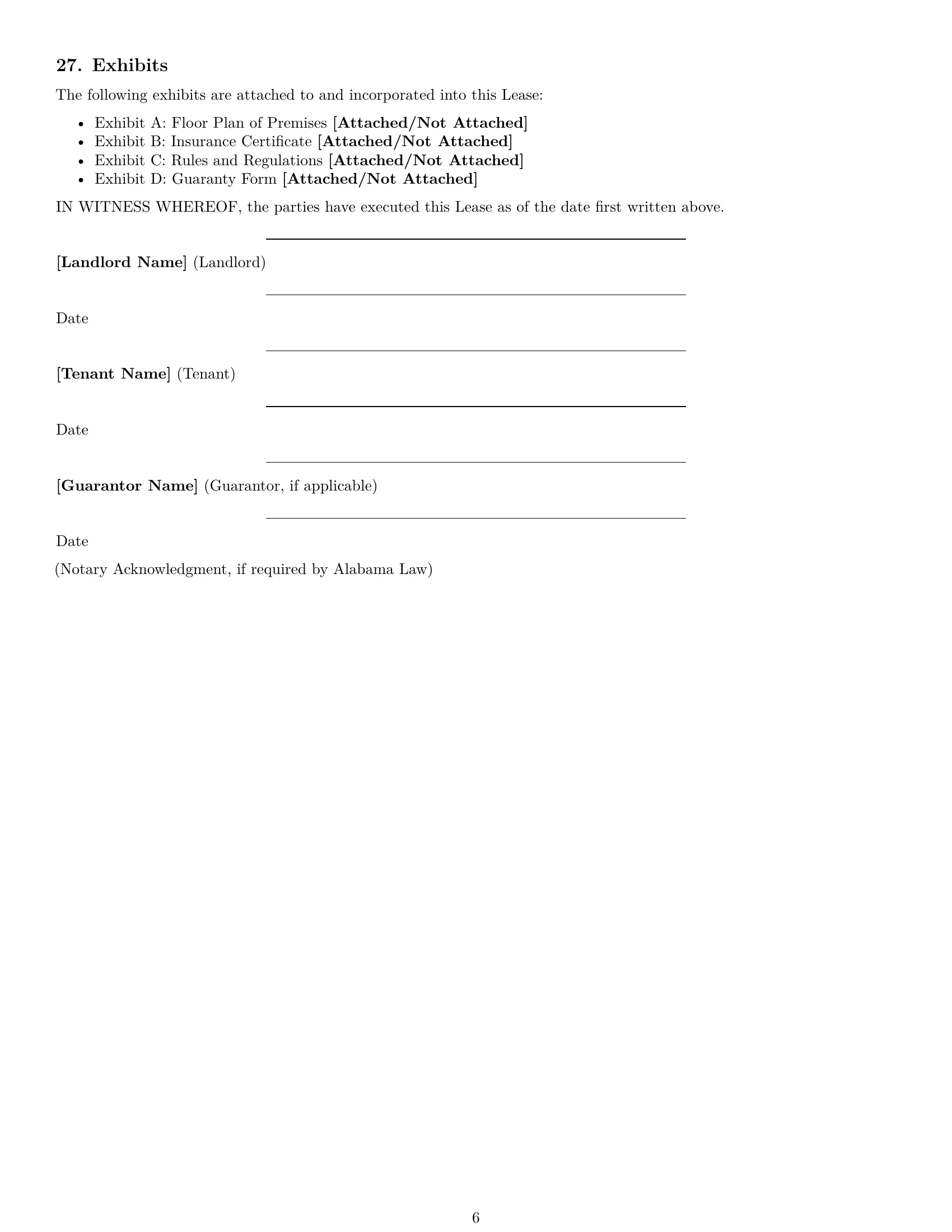 Preview page 6 of Free Alabama commercial lease agreement template