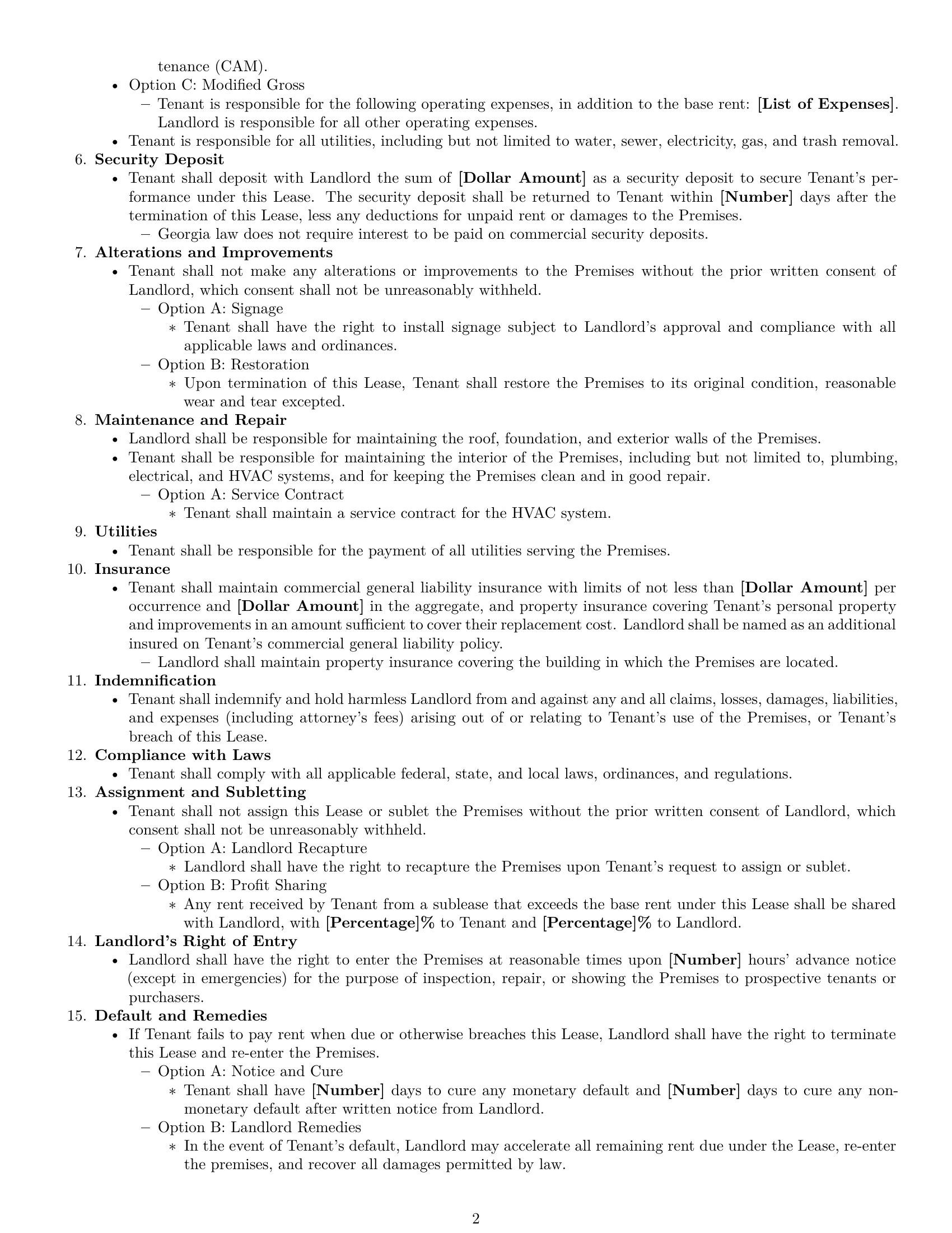 Preview page 2 of Free Georgia commercial lease agreement template