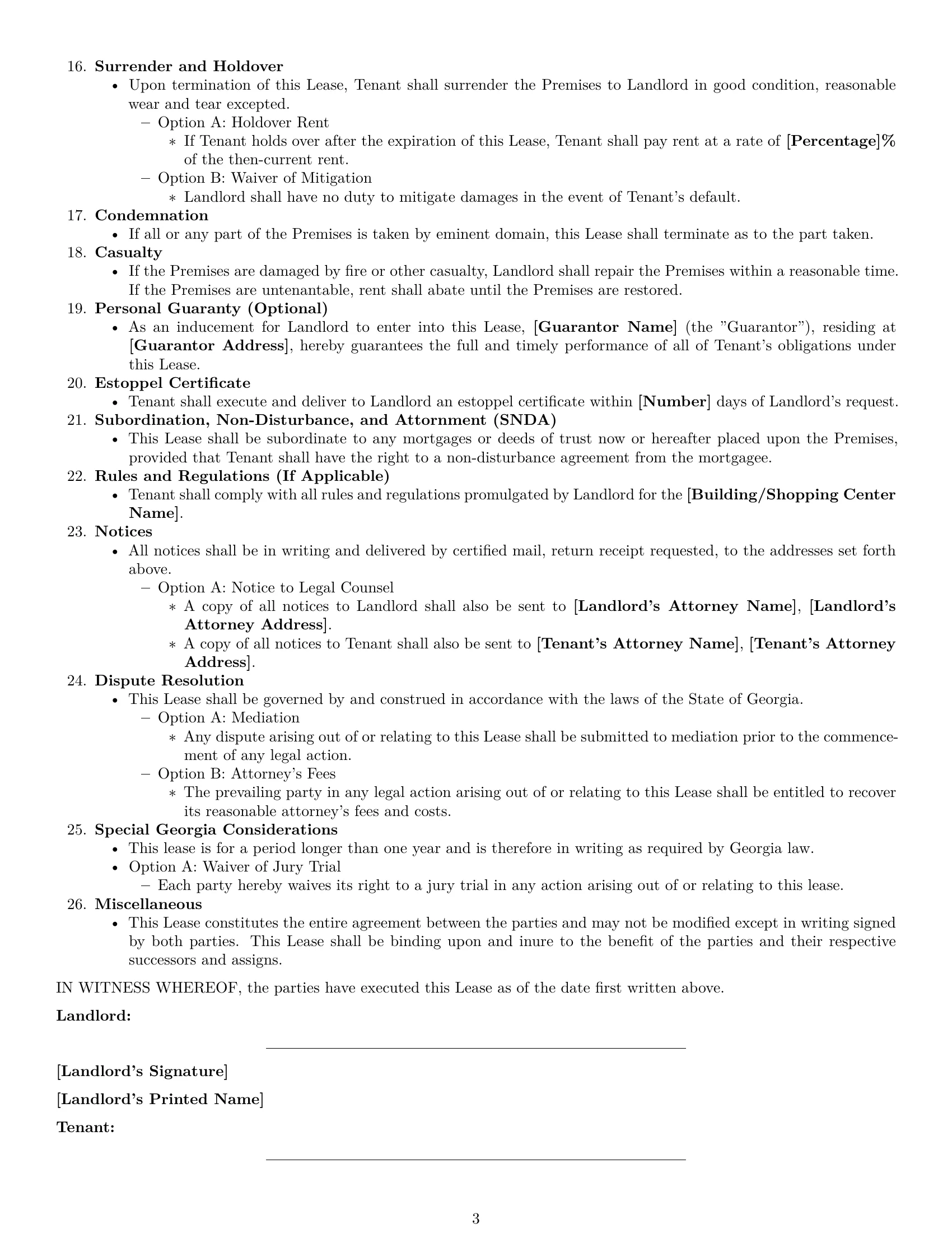 Preview page 3 of Free Georgia commercial lease agreement template