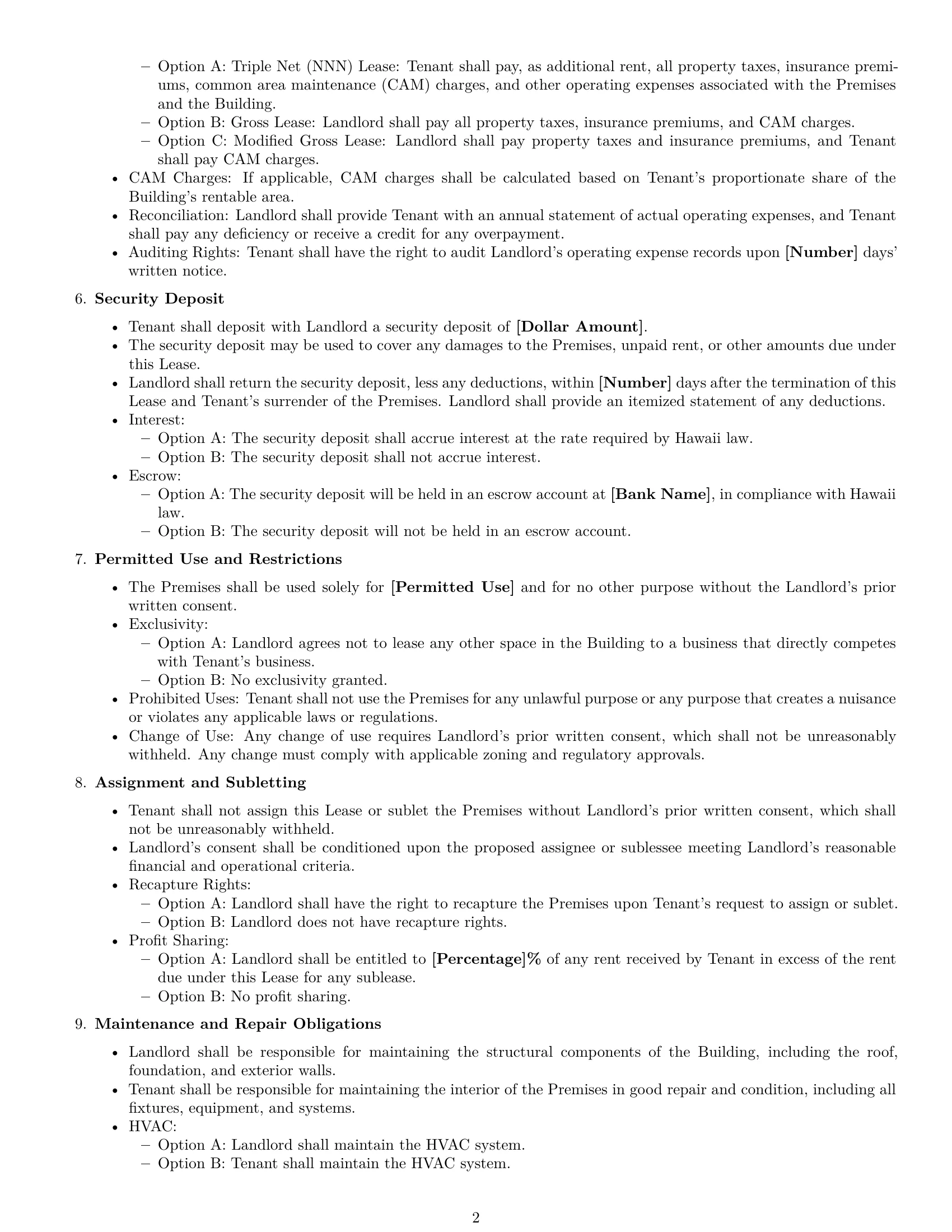 Preview page 2 of Free Hawaii commercial lease agreement template