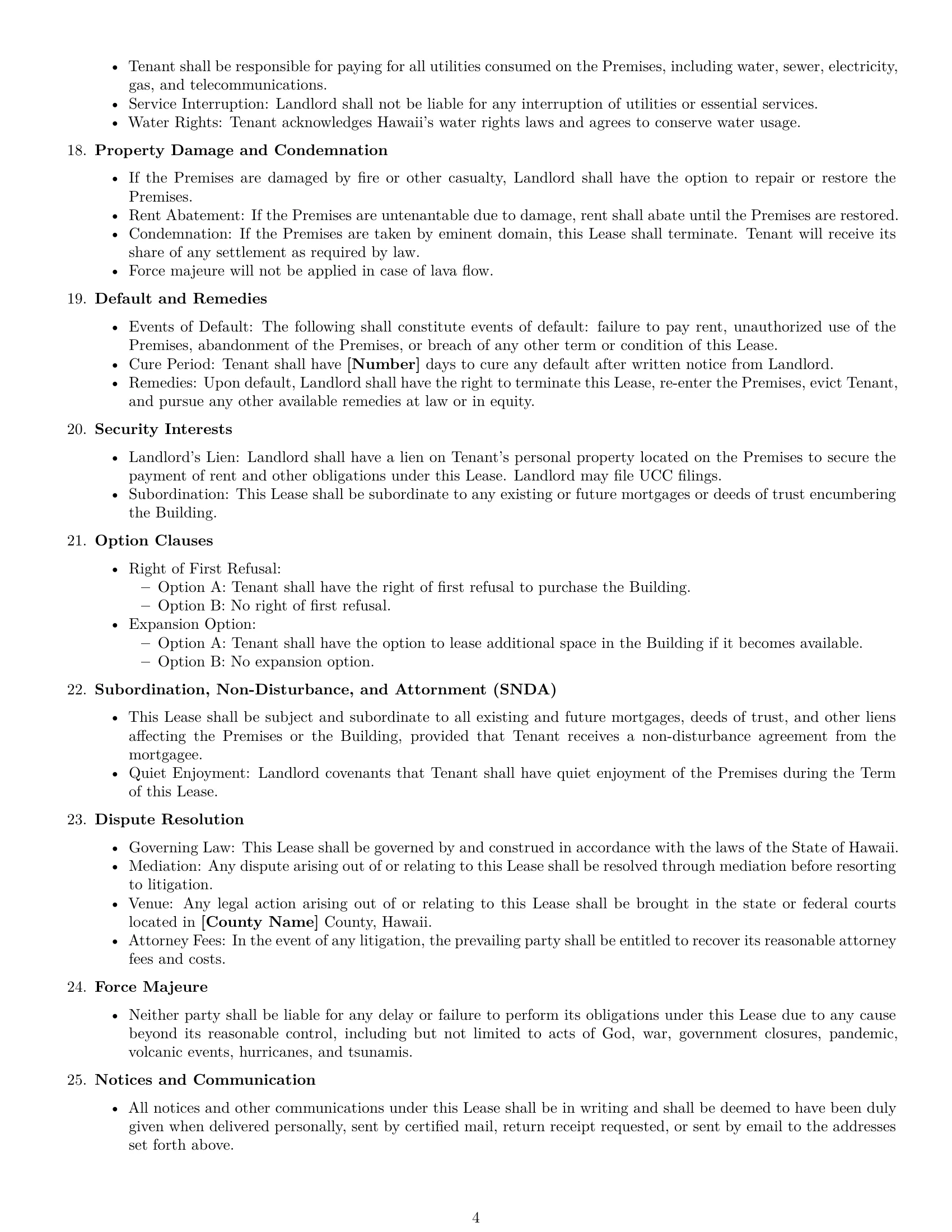 Preview page 4 of Free Hawaii commercial lease agreement template