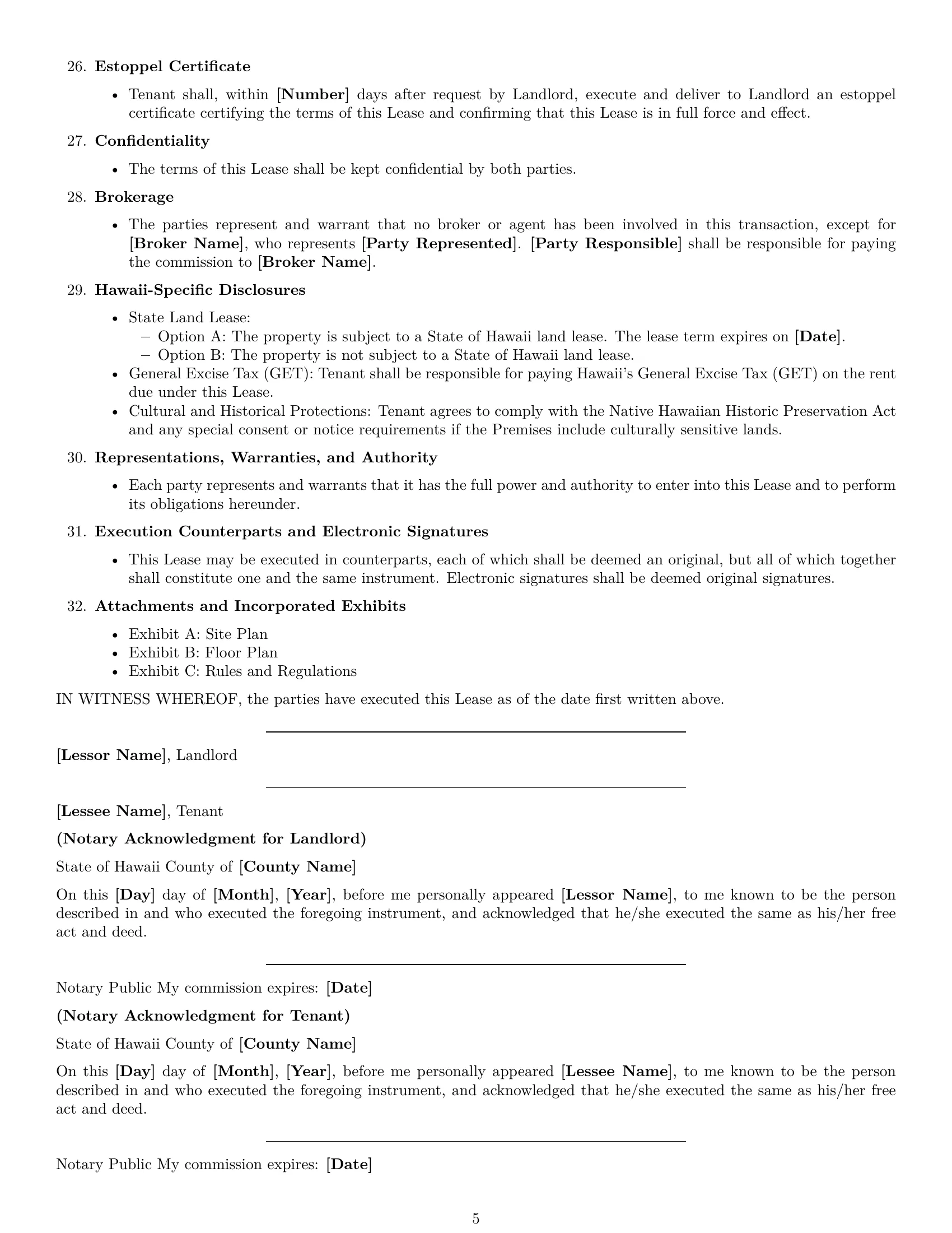 Preview page 5 of Free Hawaii commercial lease agreement template