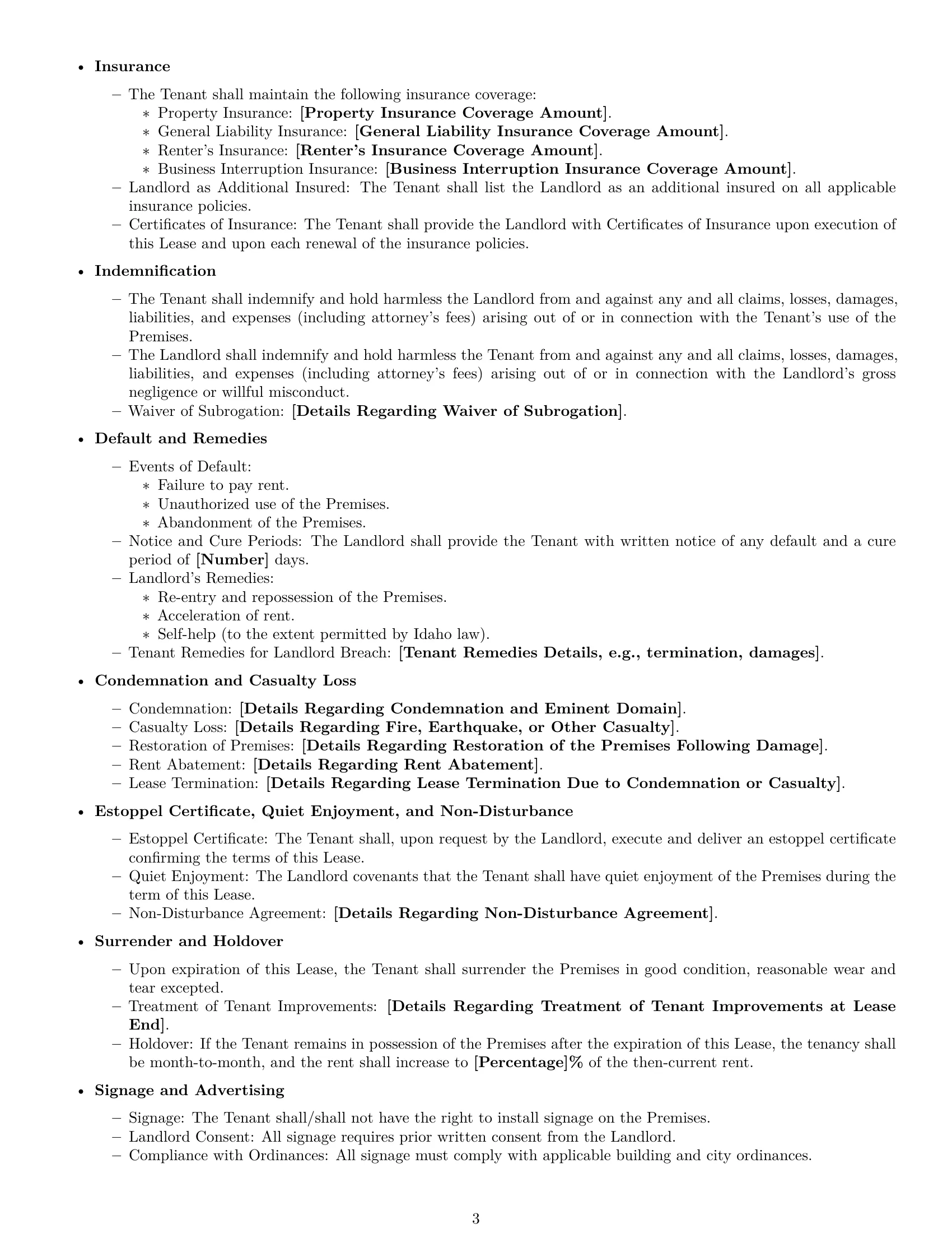 Preview page 3 of Free Idaho commercial lease agreement template