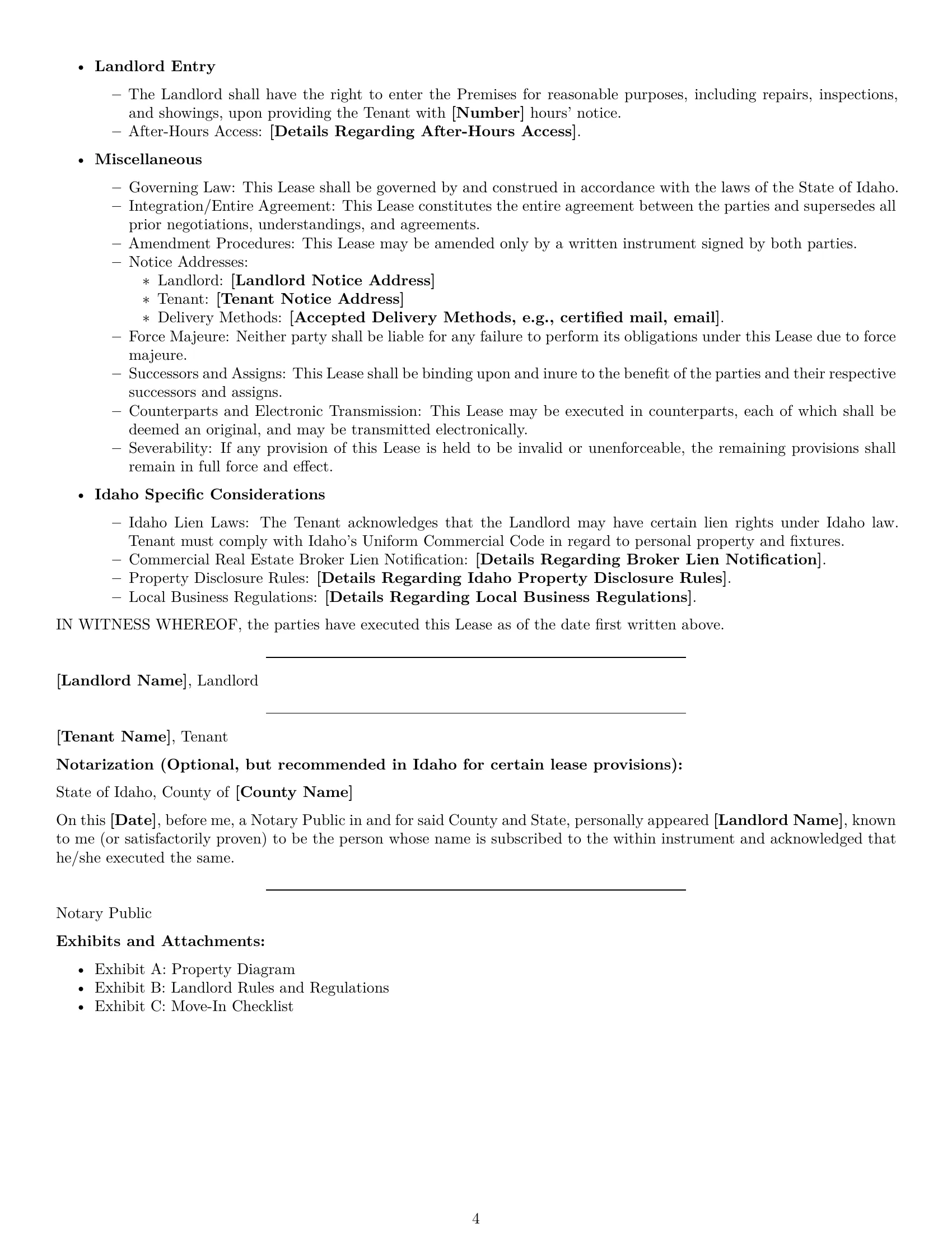 Preview page 4 of Free Idaho commercial lease agreement template