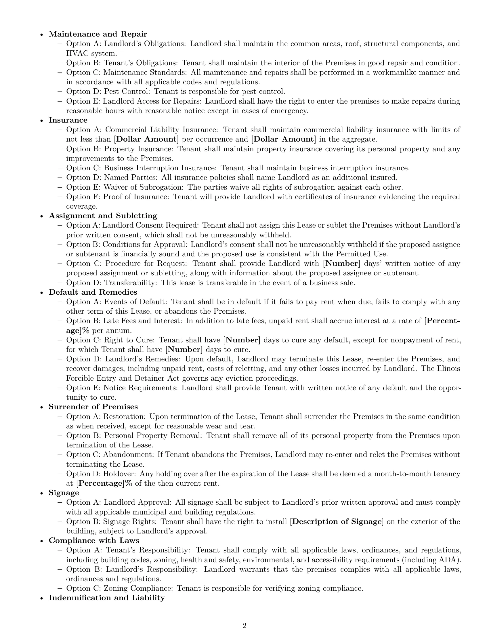 Preview page 2 of Free Illinois commercial lease agreement template