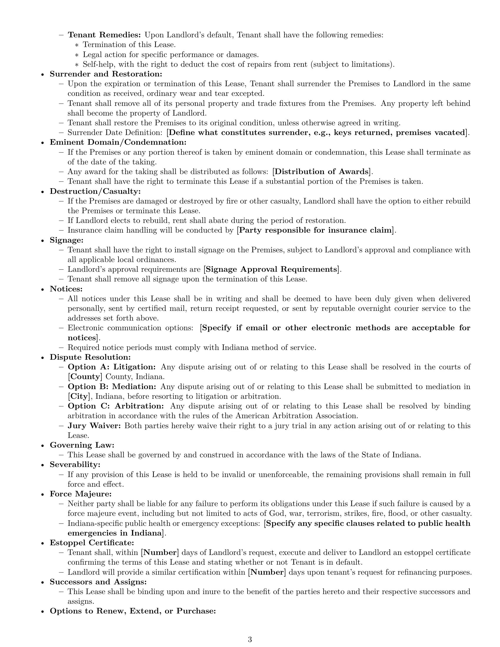 Preview page 3 of Free Indiana commercial lease agreement template