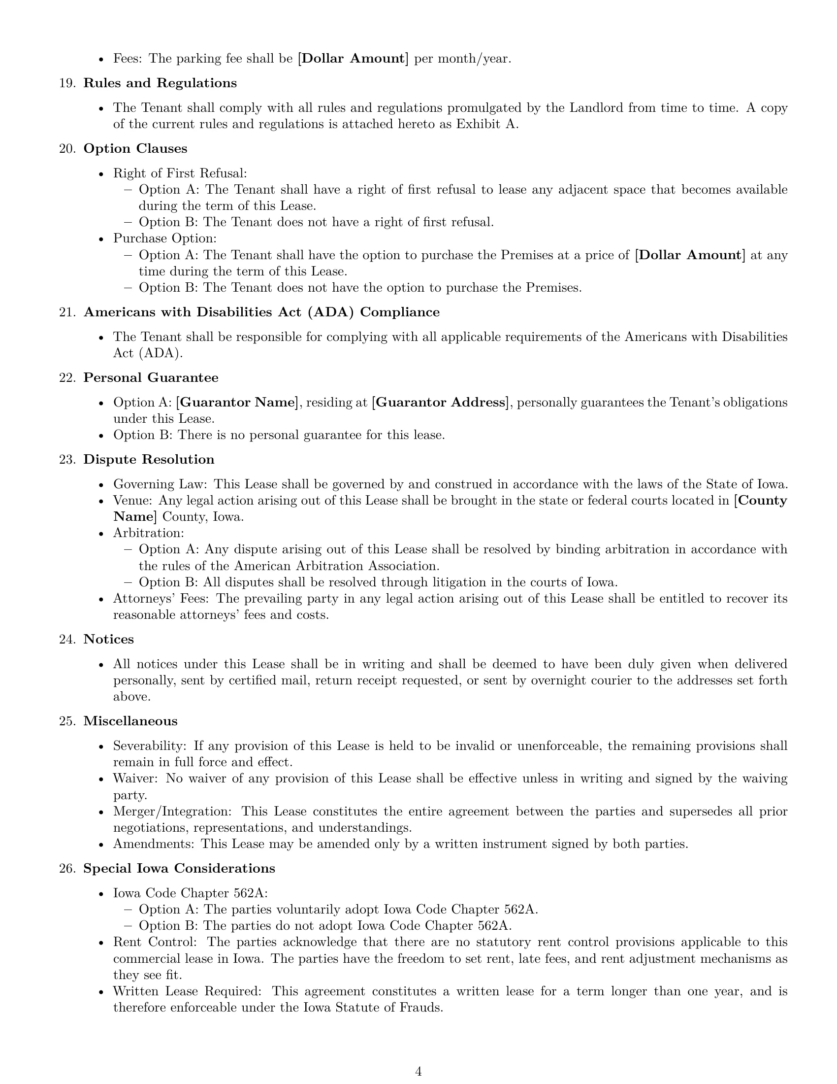 Preview page 4 of Free Iowa commercial lease agreement template