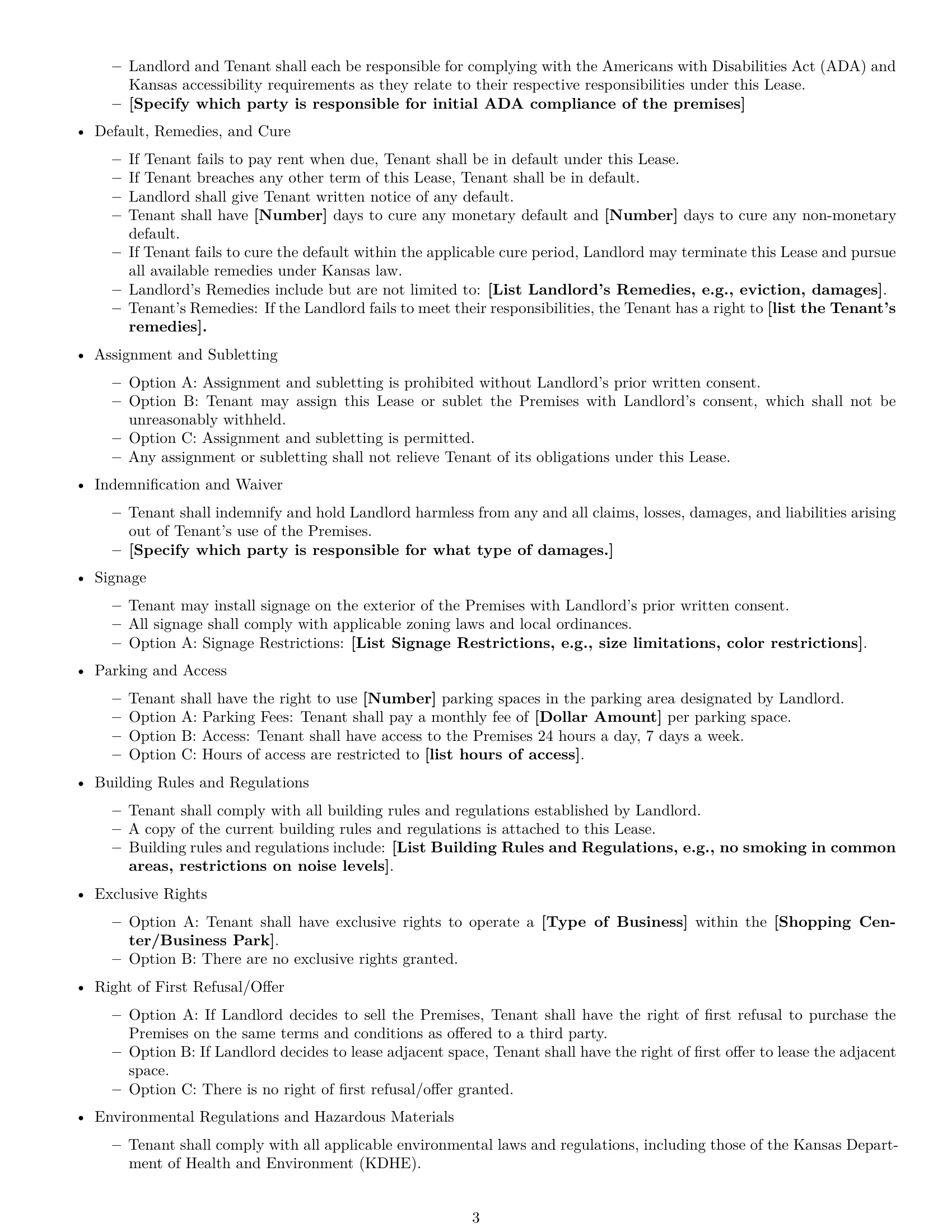 Preview page 3 of Free Kansas commercial lease agreement template