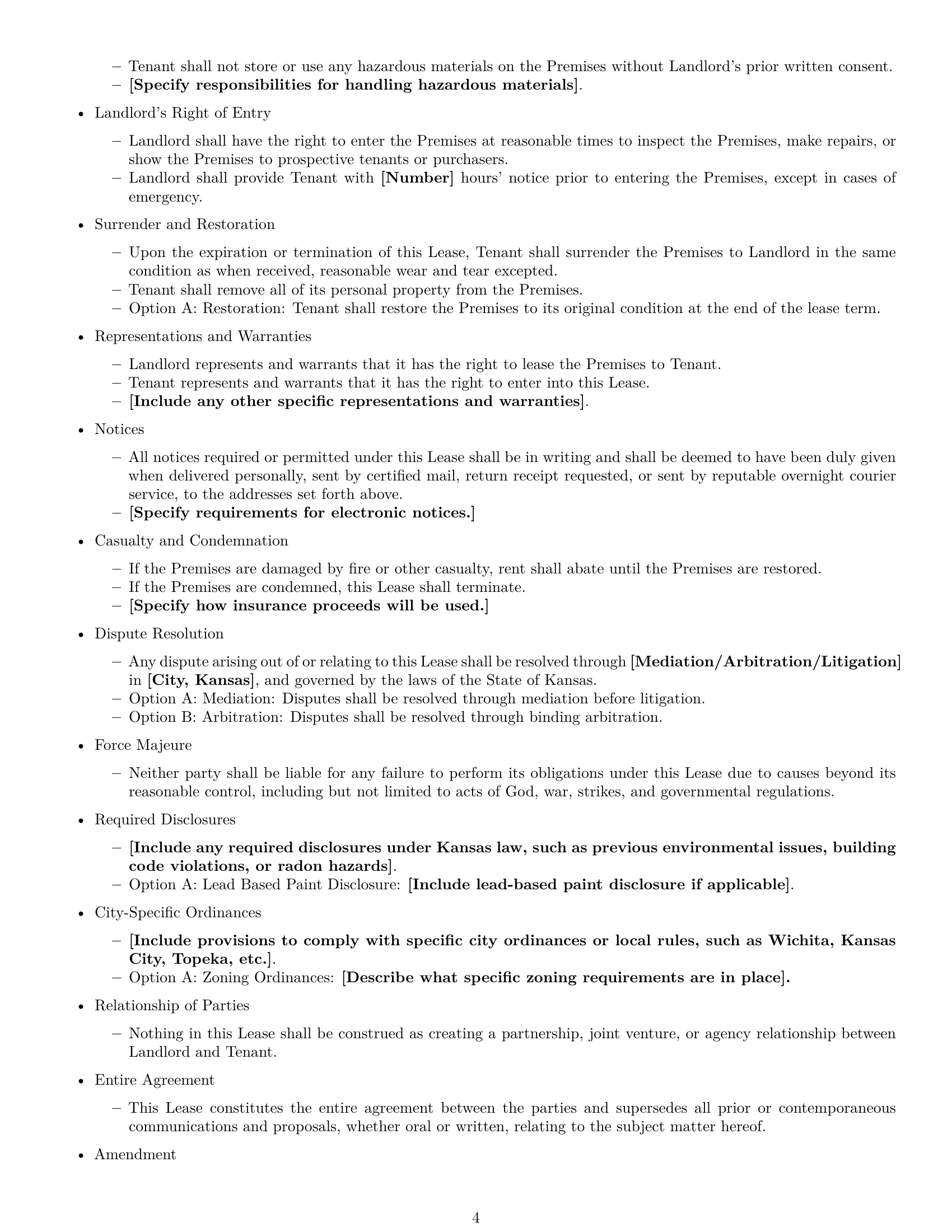 Preview page 4 of Free Kansas commercial lease agreement template