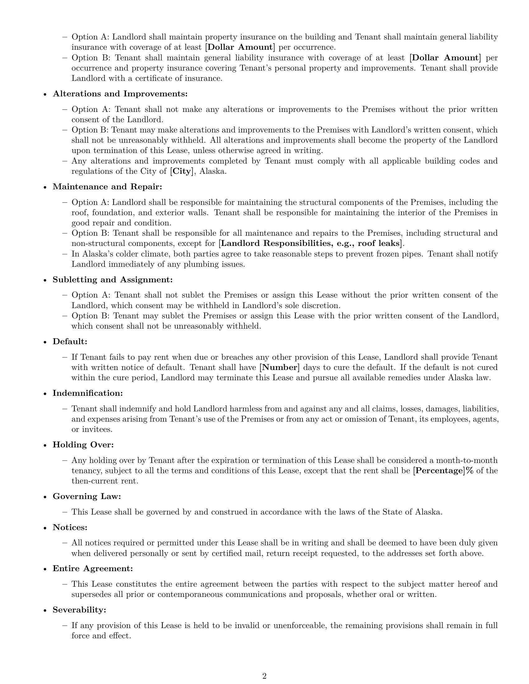 Preview page 2 of Free Alaska commercial lease agreement template