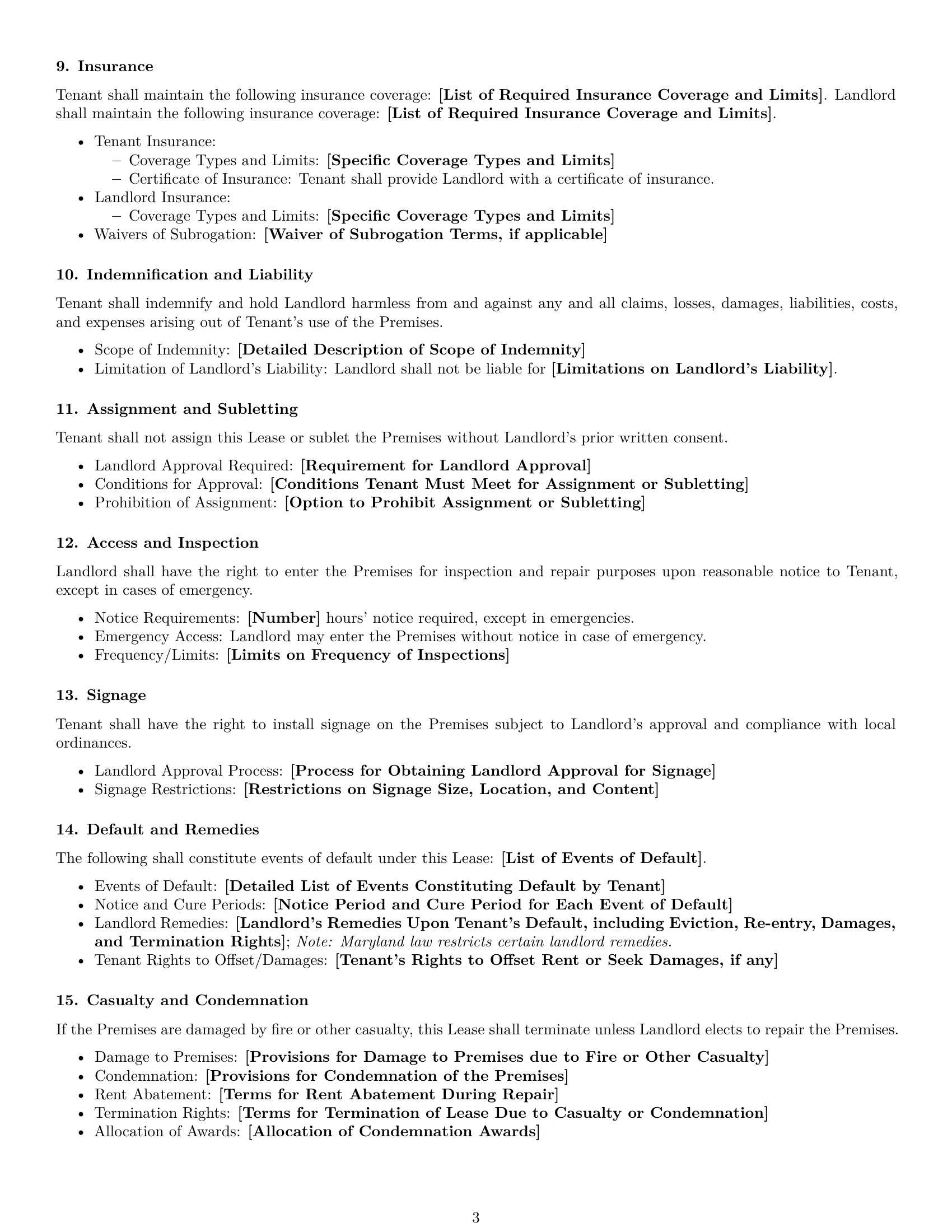 Preview page 3 of Free Maryland commercial lease agreement template