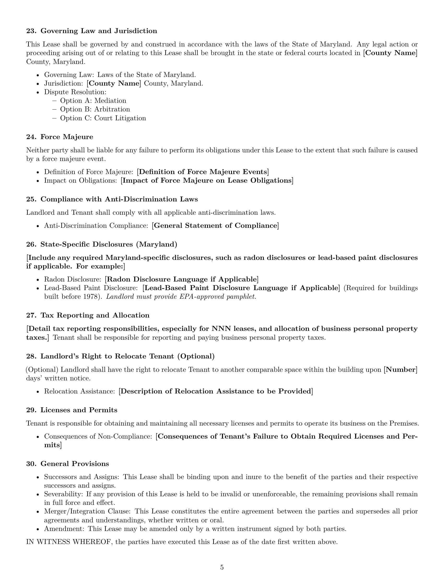 Preview page 5 of Free Maryland commercial lease agreement template