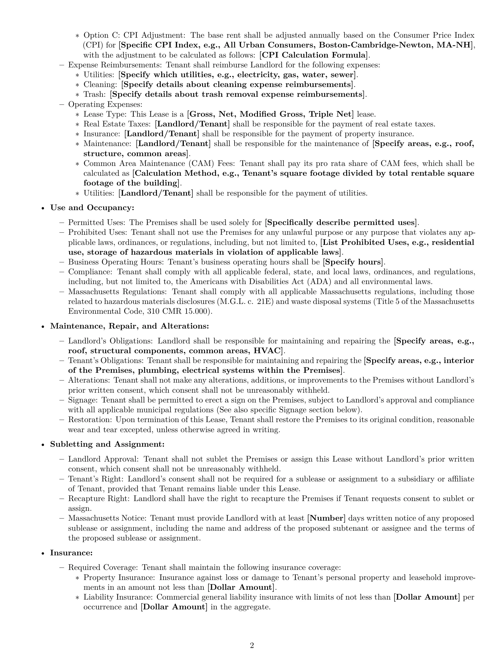 Preview page 2 of Free Massachusetts commercial lease agreement template