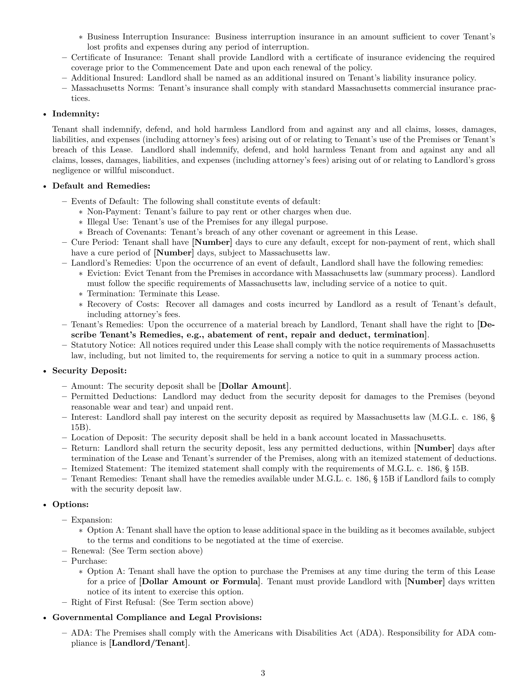 Preview page 3 of Free Massachusetts commercial lease agreement template