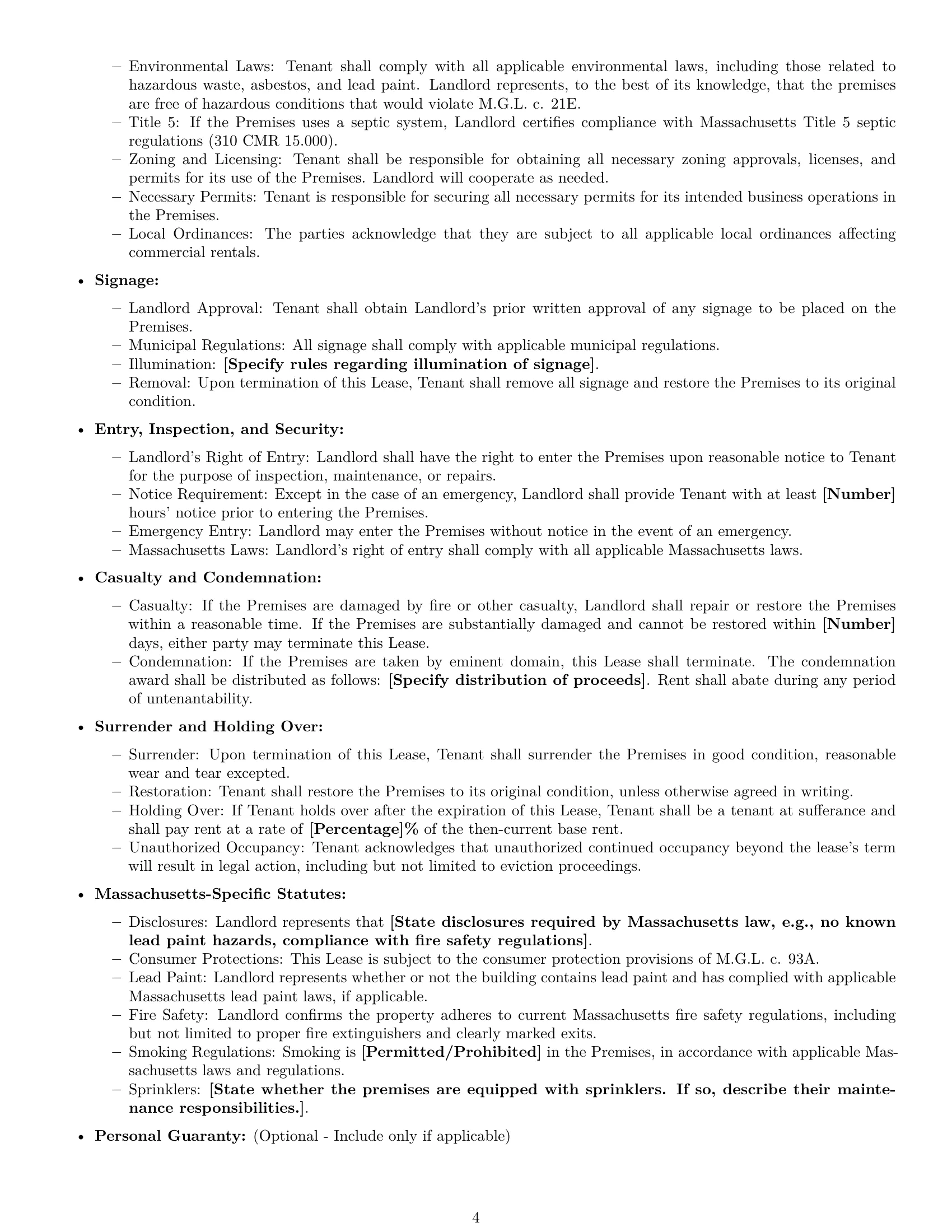 Preview page 4 of Free Massachusetts commercial lease agreement template