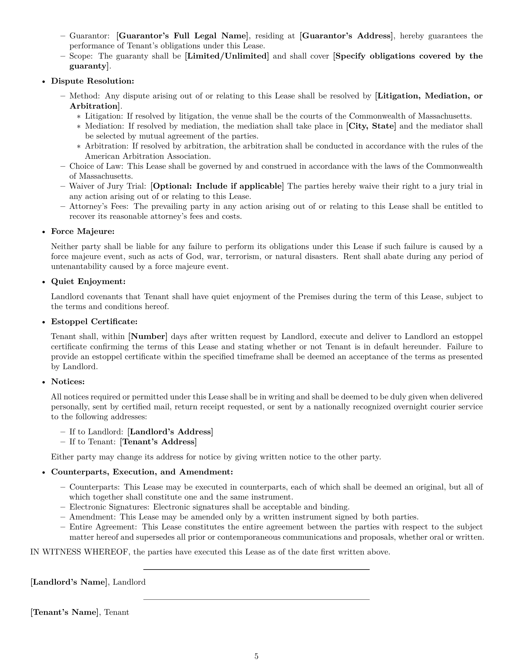 Preview page 5 of Free Massachusetts commercial lease agreement template