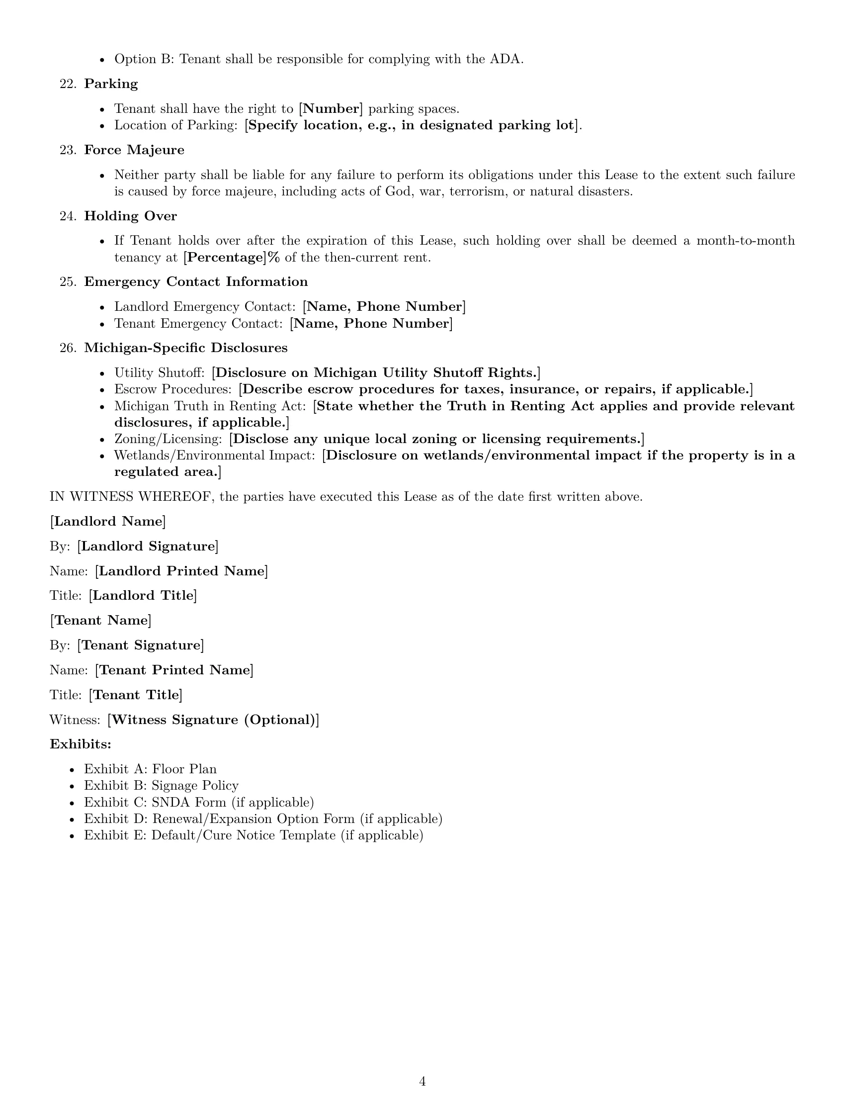 Preview page 4 of Free Michigan commercial lease agreement template