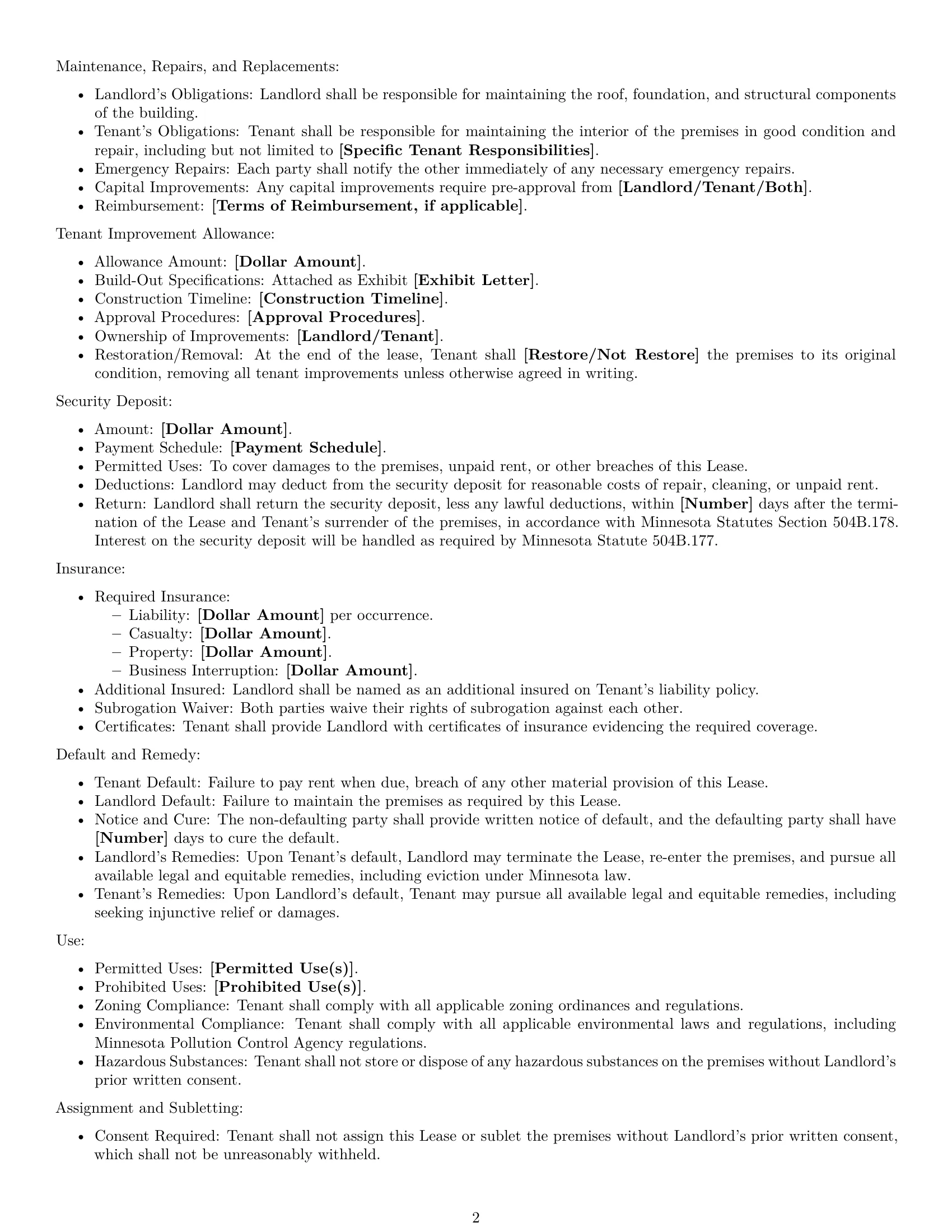 Preview page 2 of Free Minnesota commercial lease agreement template