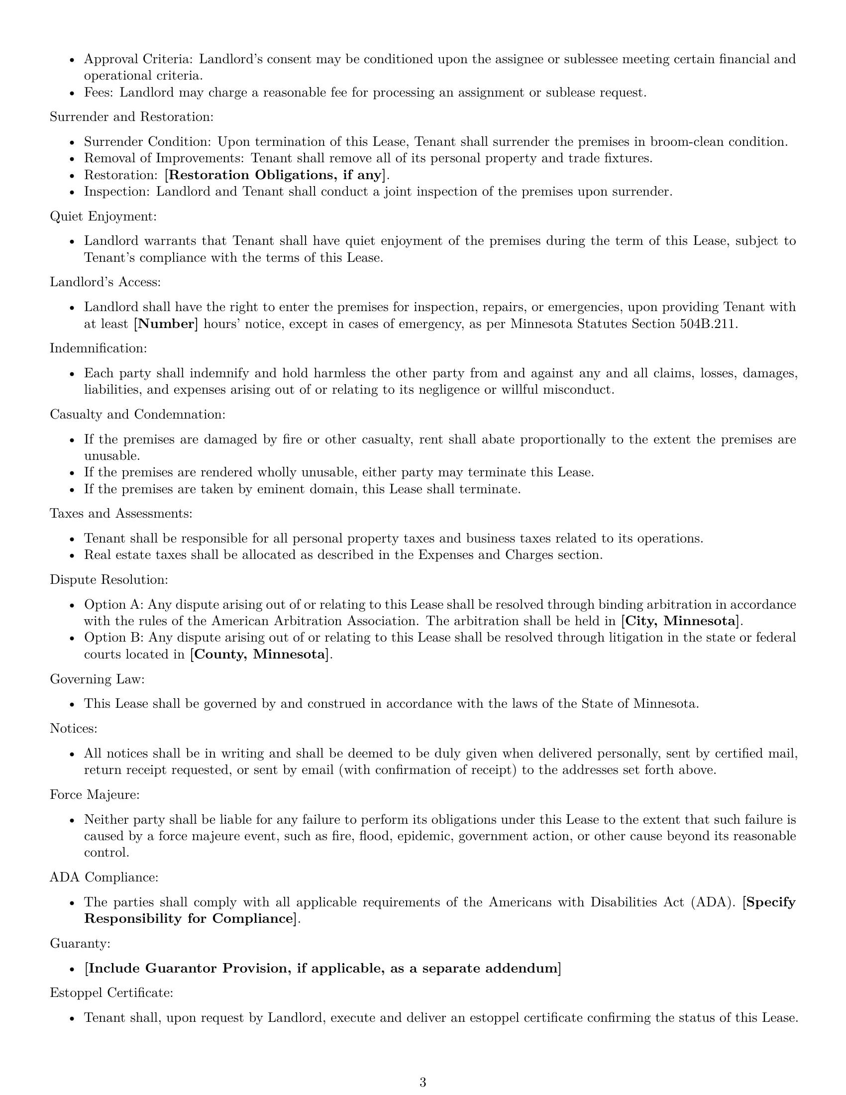 Preview page 3 of Free Minnesota commercial lease agreement template